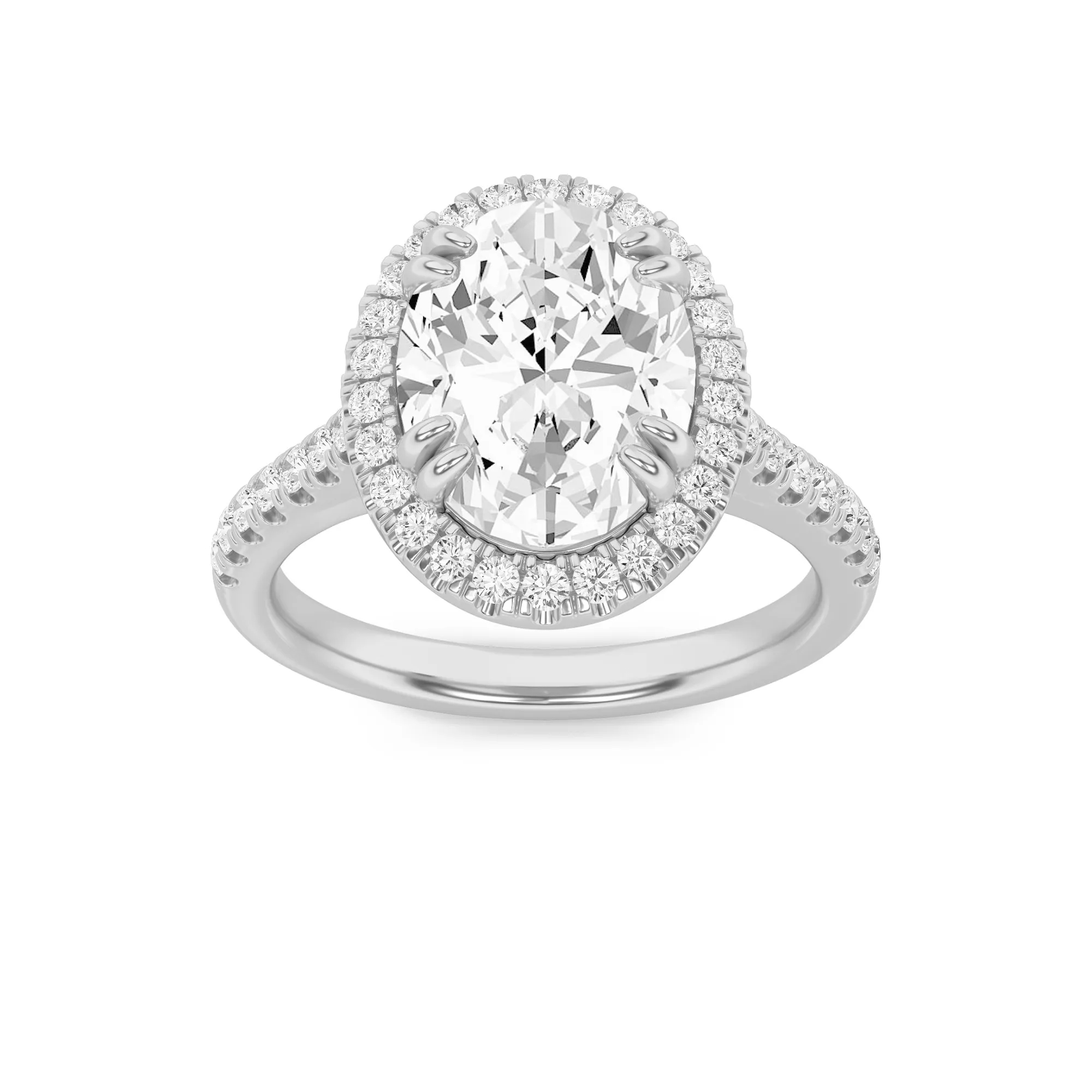 Brisa de Bruma, 3 ct tw oval lab grown diamond ring in 14K gold (front view)