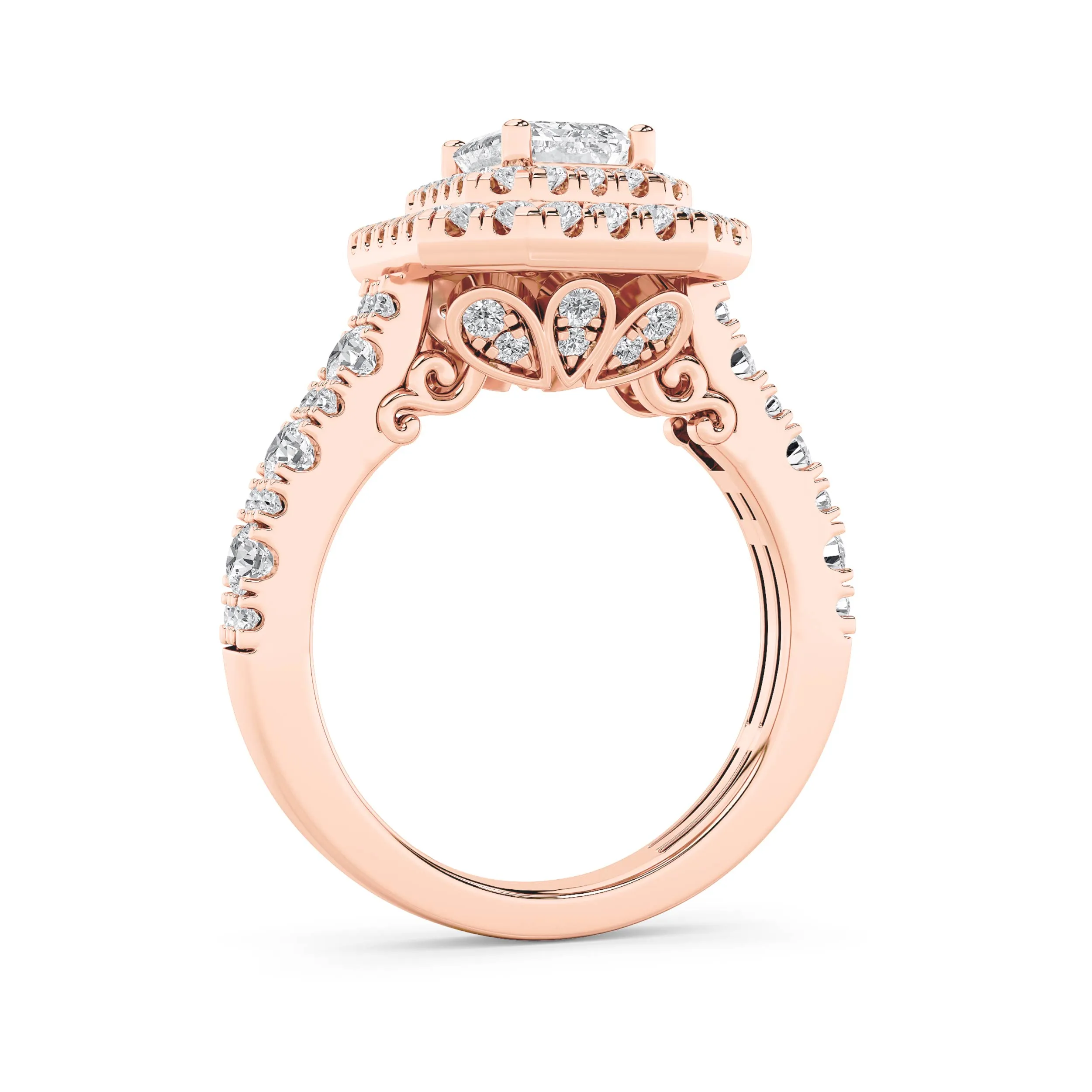 Sombra de Marea lab grown diamond ring, detail of the emerald diamond