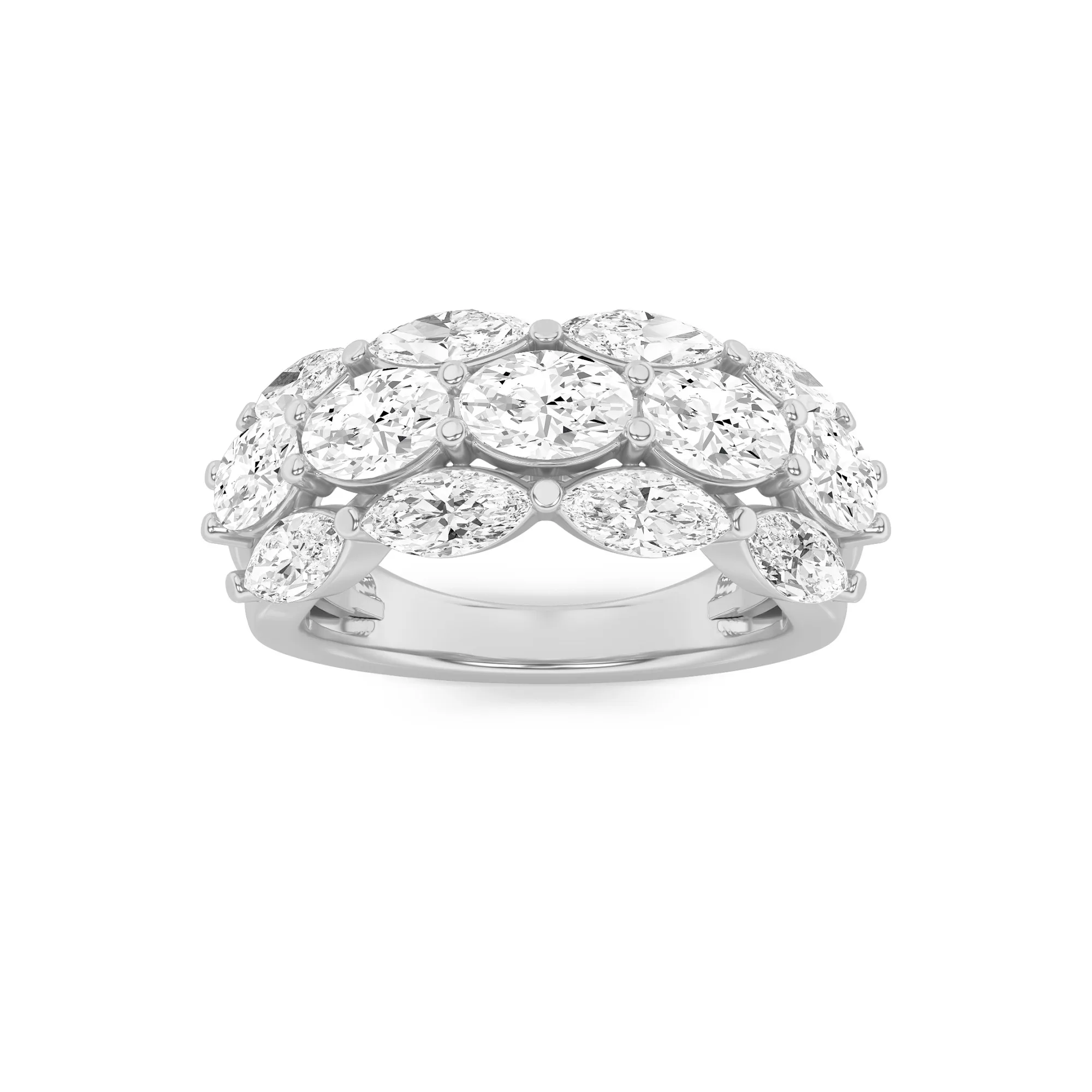 Eco Fiel, 3 ct tw oval lab grown diamond ring in 14K white gold (front view)