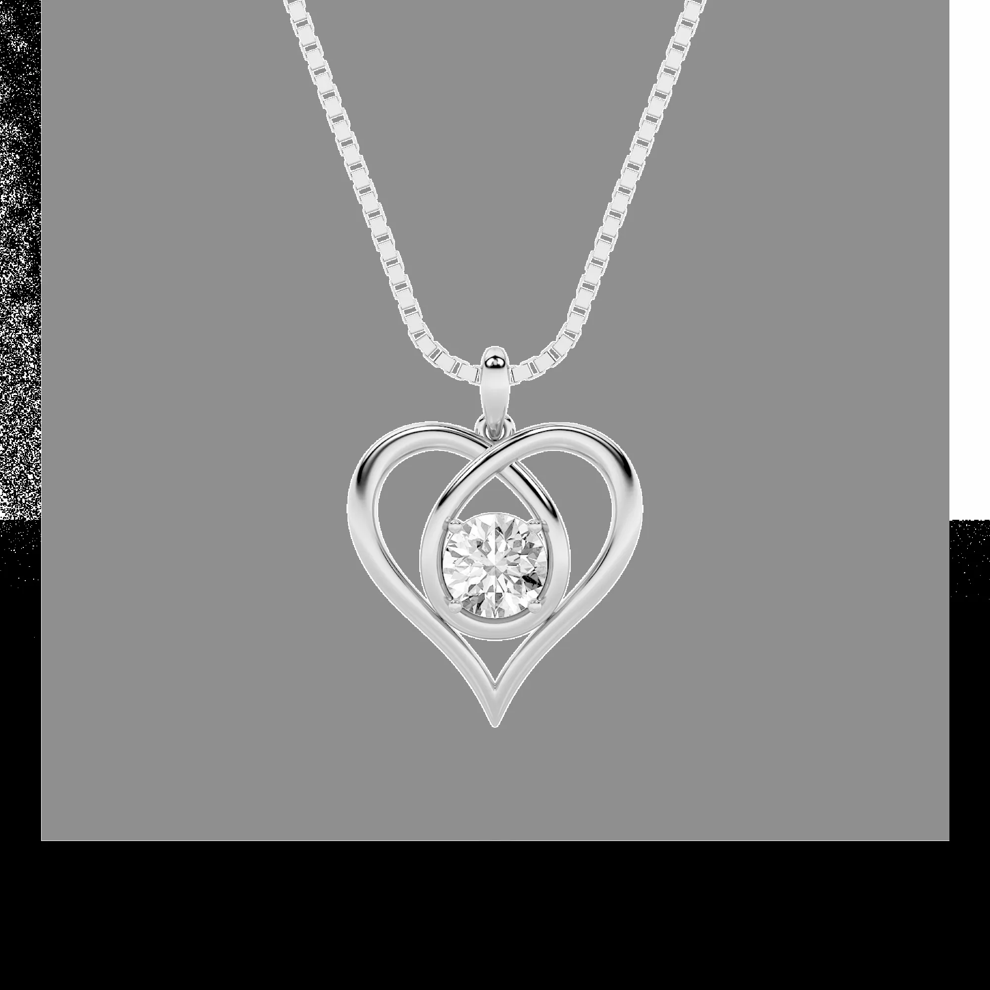 Huella Velada, 1.5 ct round lab grown diamond necklace in 14K white gold (front view)