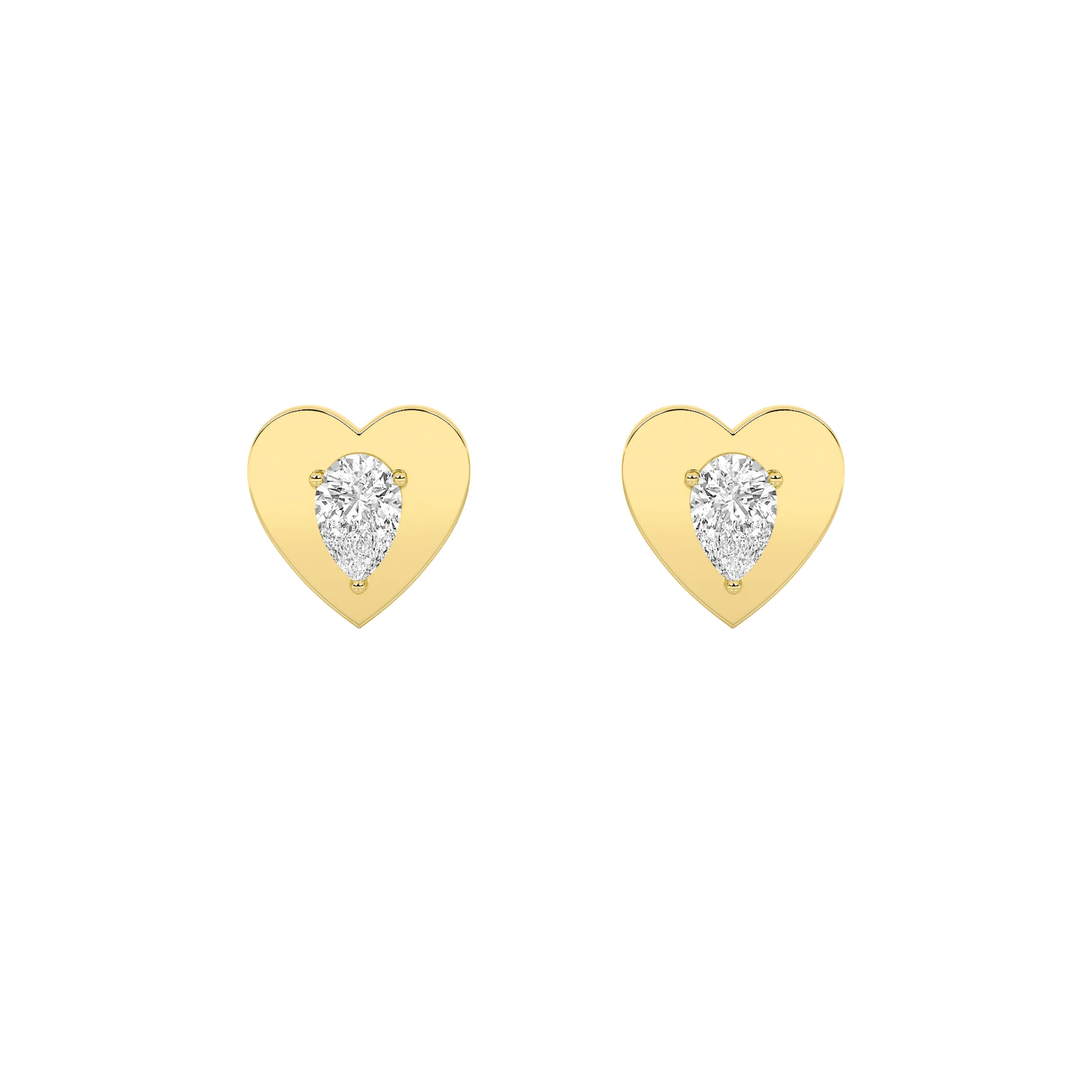 Nieve Dorada lab grown diamond earrings, detail of the pear diamond