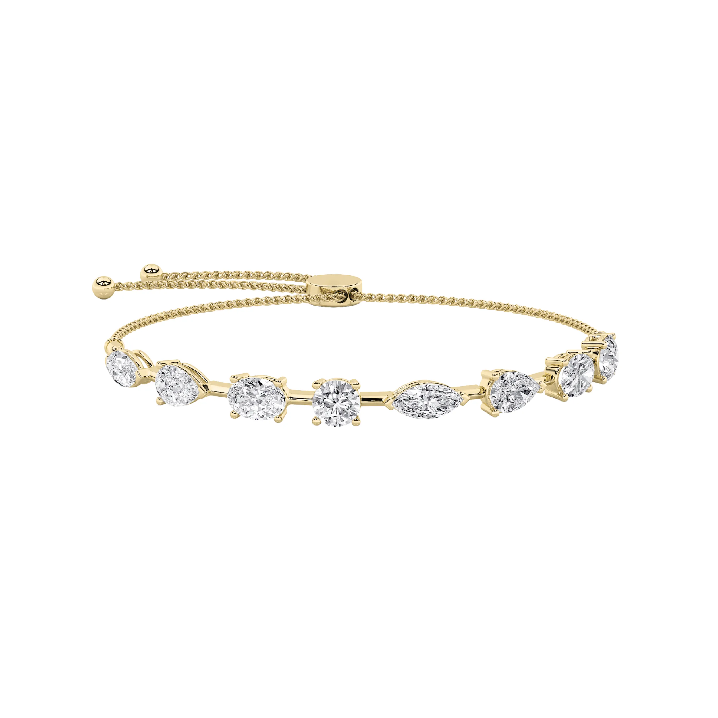 Marea del Lucero lab grown diamond bracelet, detail of the round diamond