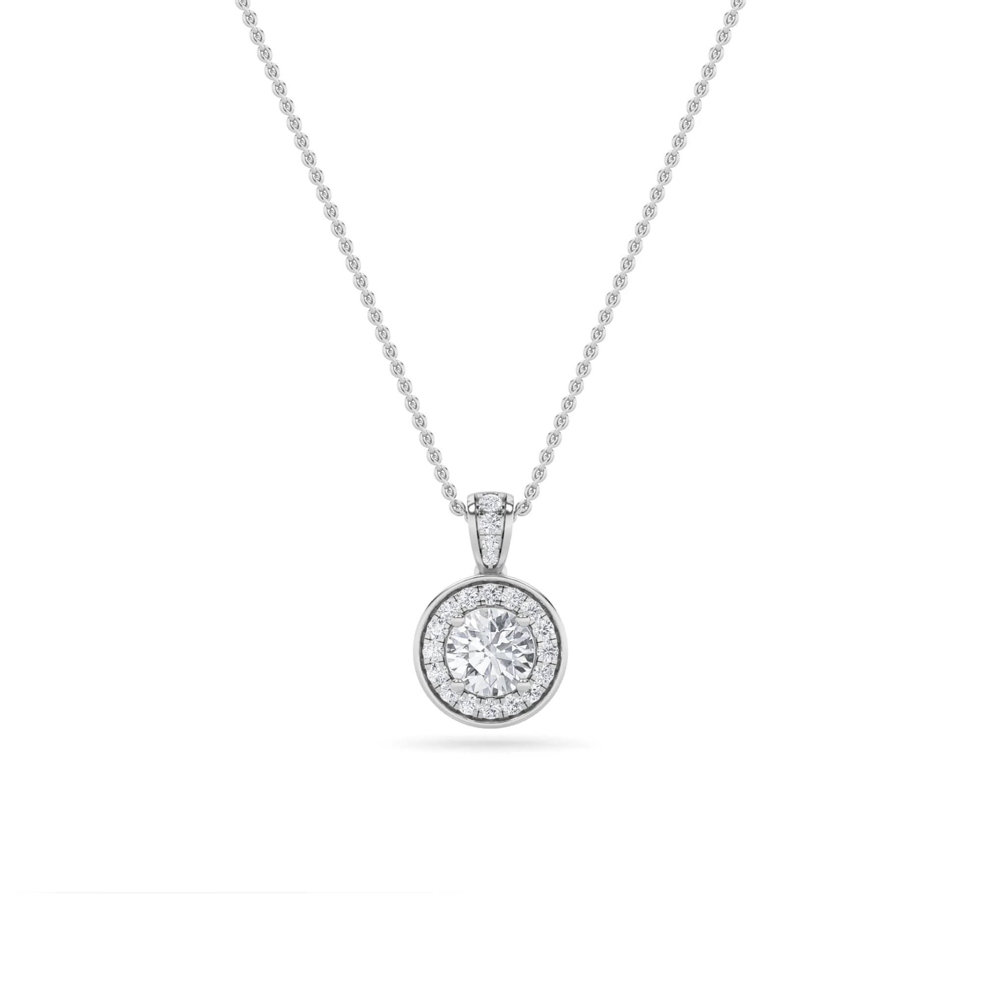 Llama de Arena, 0.75 ct tw round lab grown diamond necklace in 14K gold (front view)
