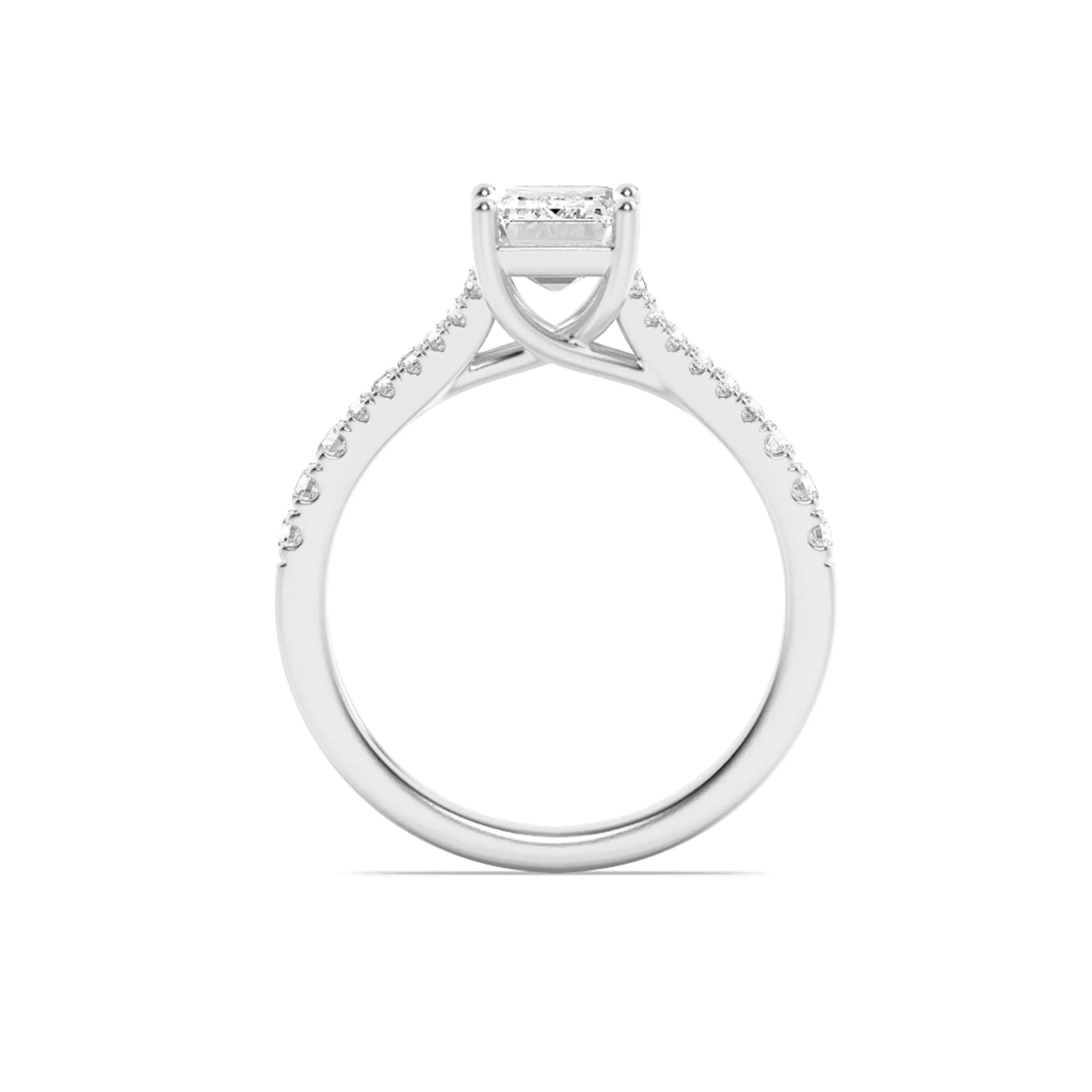 Alborada Eterna lab grown diamond ring, detail of the emerald diamond