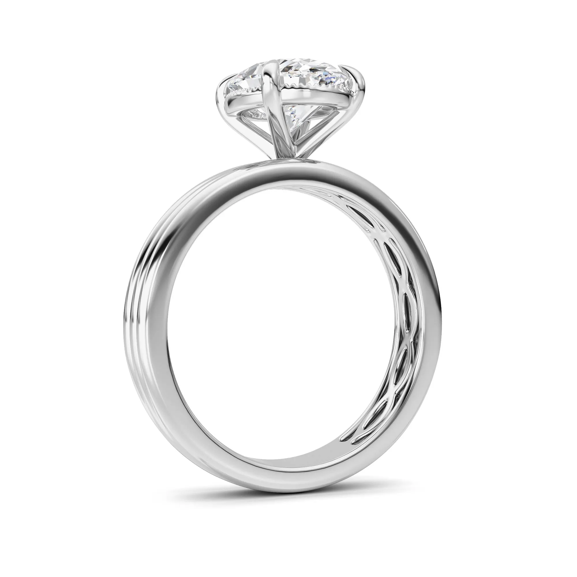 Senda de Espuma lab grown diamond ring, detail of the oval diamond