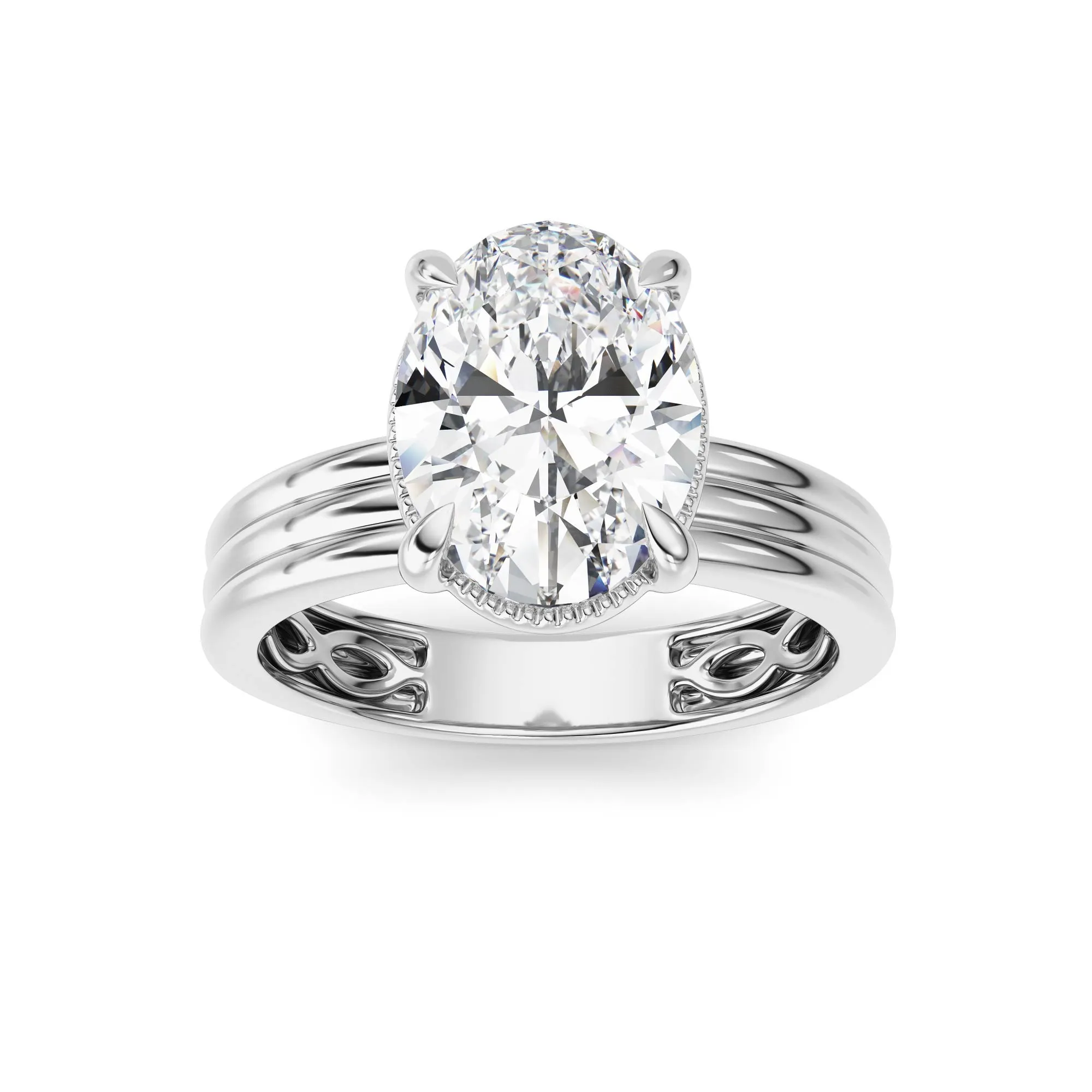 Senda de Espuma, 2 ct oval lab grown diamond ring in 14K gold (front view)