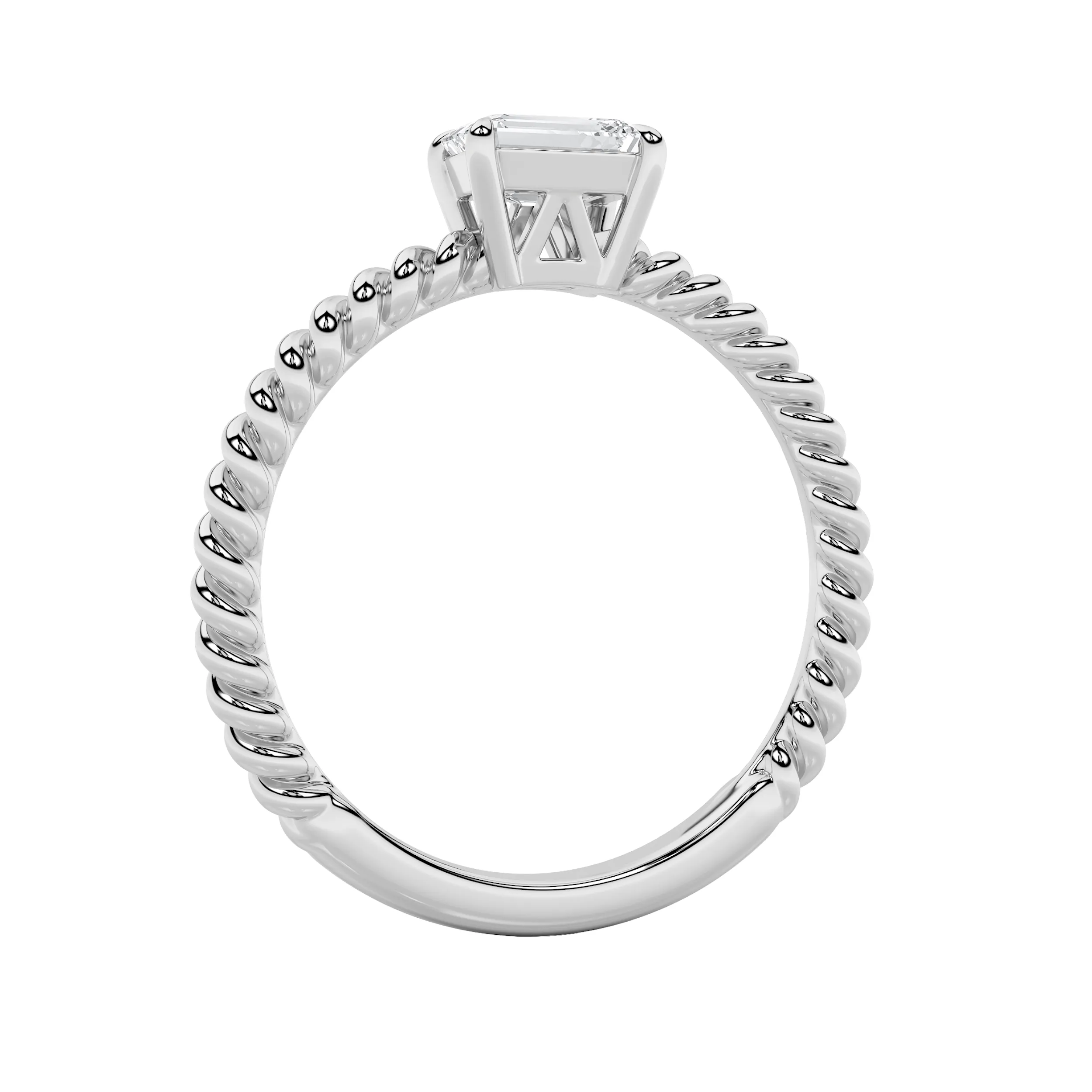 Contorno Luminoso lab grown diamond ring, detail of the emerald diamond