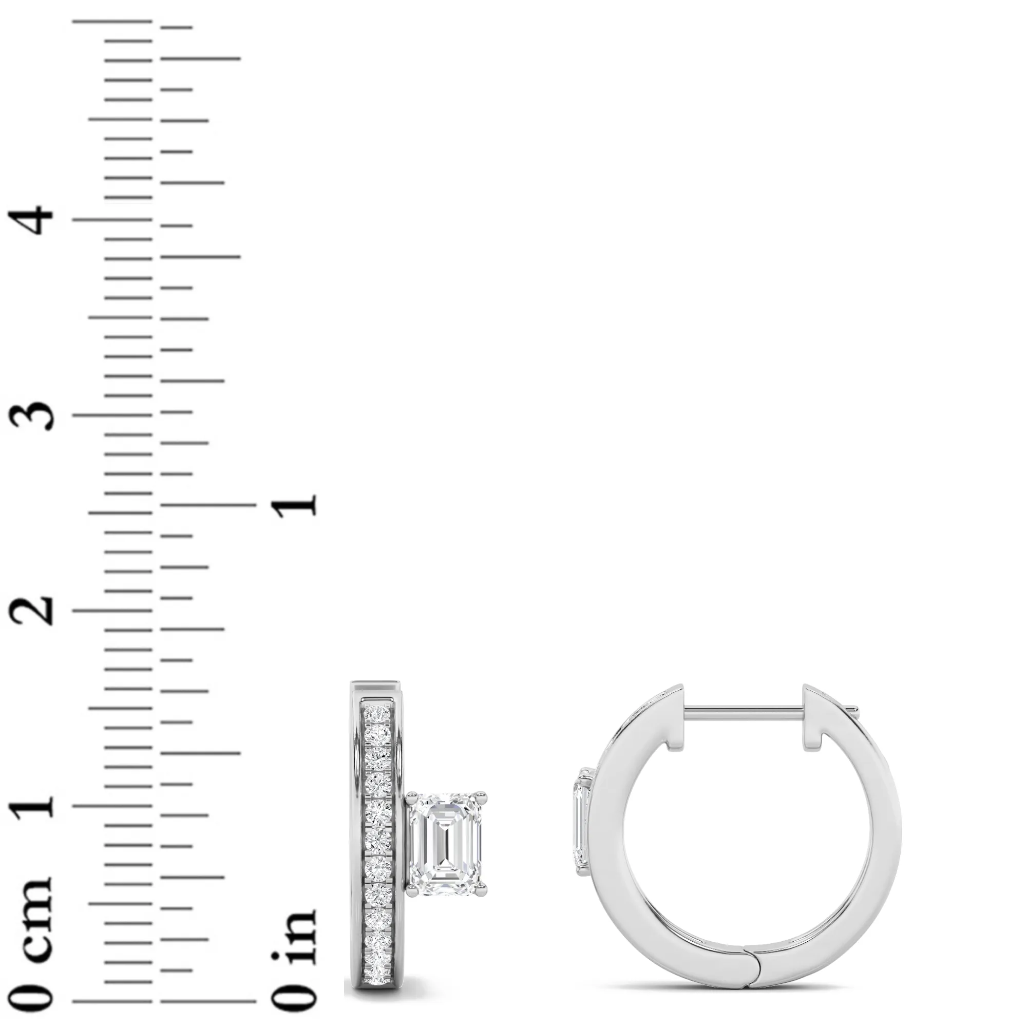 Destello Luminoso lab grown diamond earrings, detail of the emerald diamond