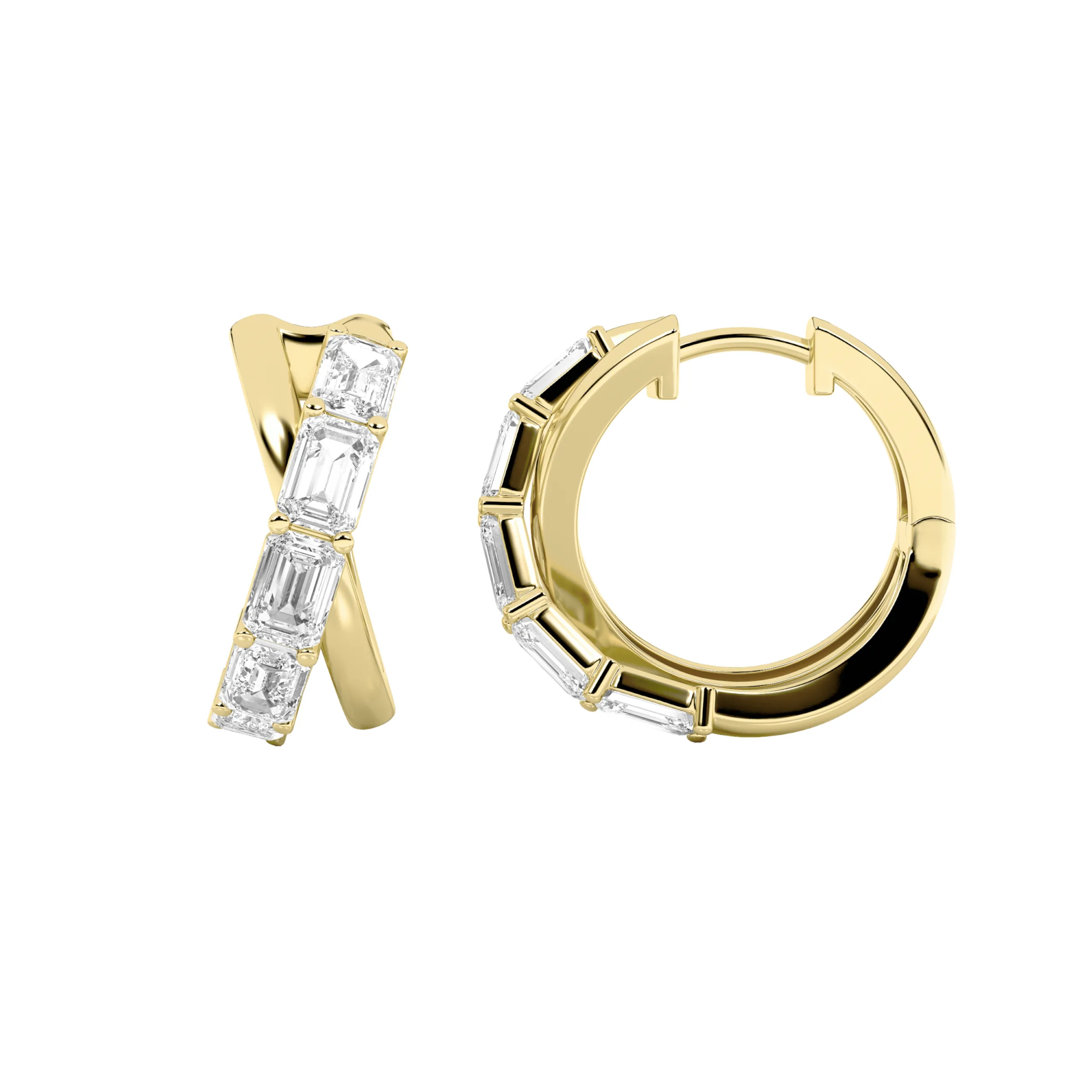 Chispa de Lluvia lab grown diamond earrings, detail of the emerald diamond
