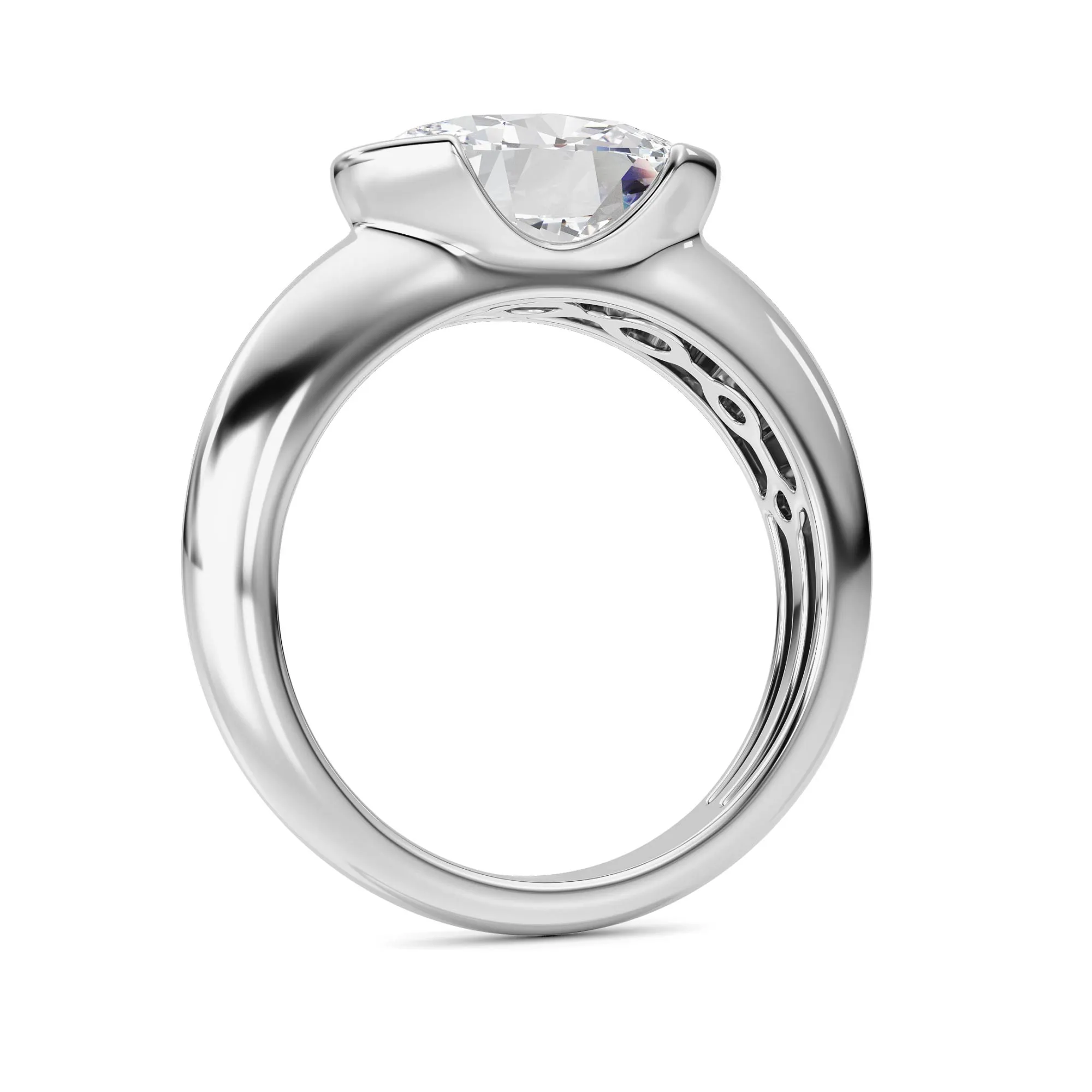 Noche de Seda lab grown diamond ring, detail of the oval diamond