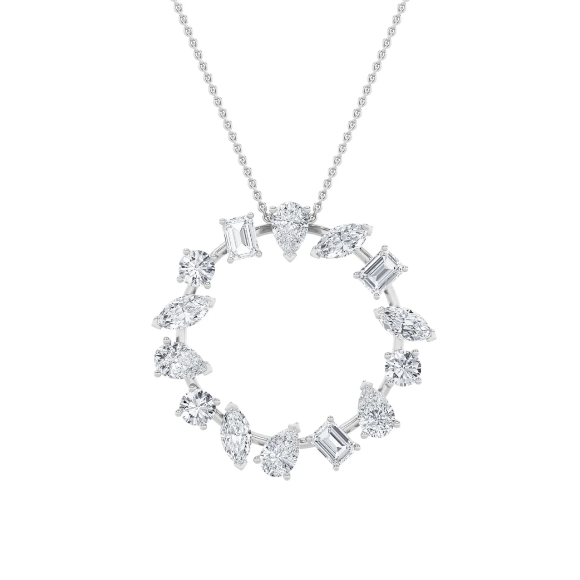 Viento Intacto, 3 ct tw lab grown diamond necklace in 14K gold (front view)