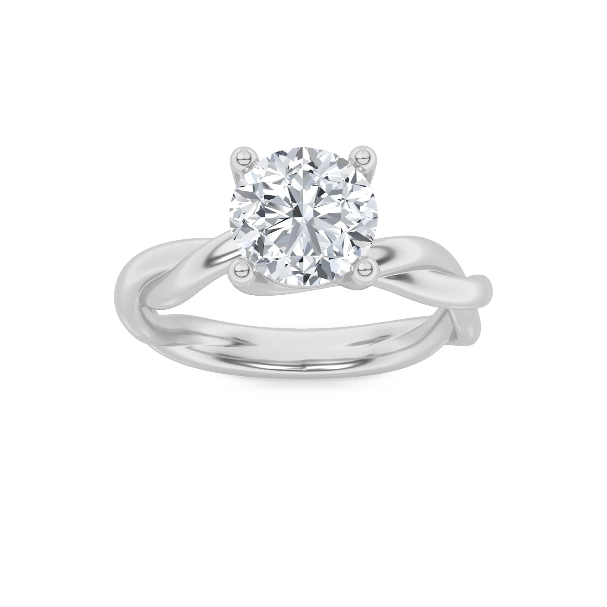 Danza de Ceniza, 3 ct round lab grown diamond ring in 14K gold (front view)