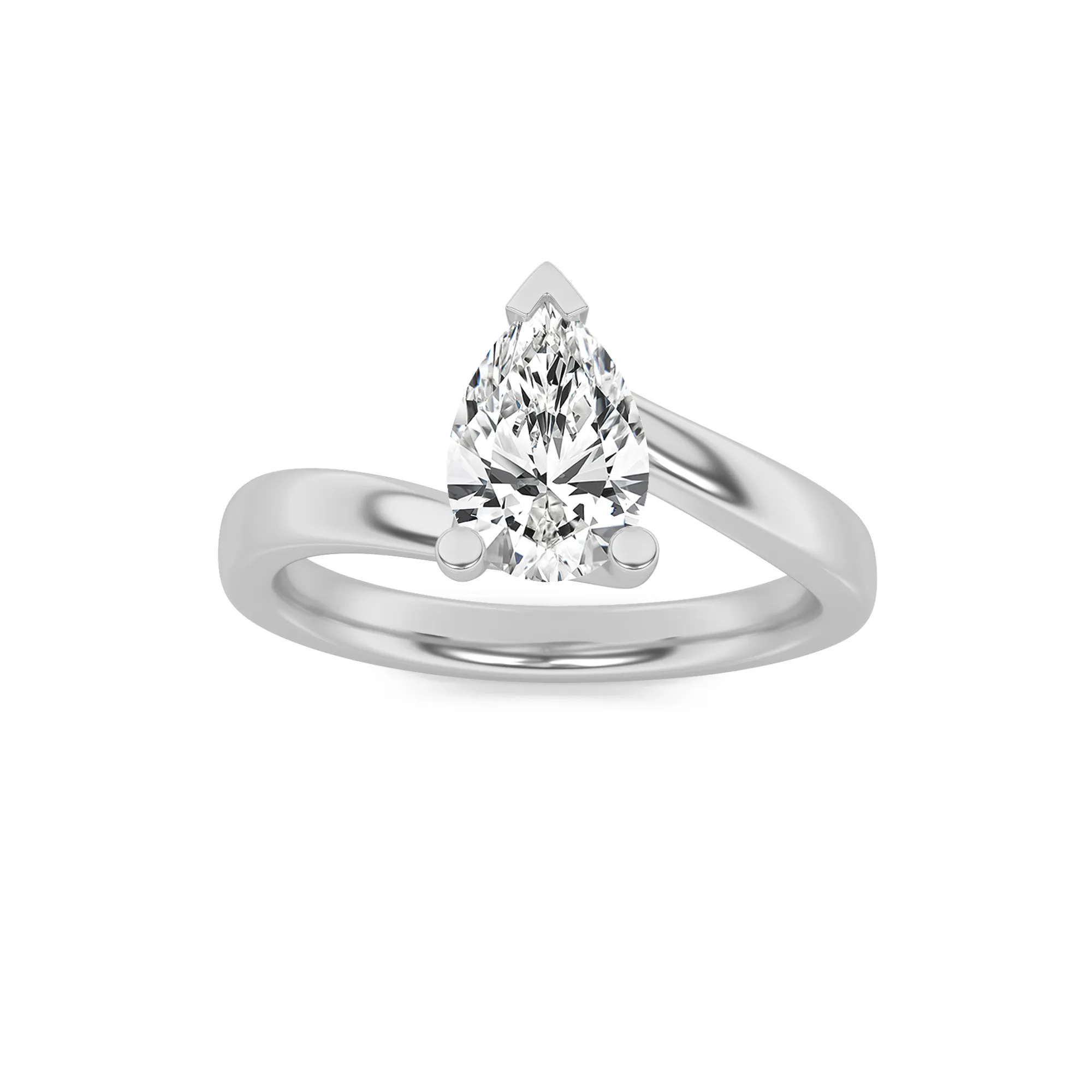 Quimera Dorada, 2 ct pear lab grown diamond ring in 14K gold (front view)