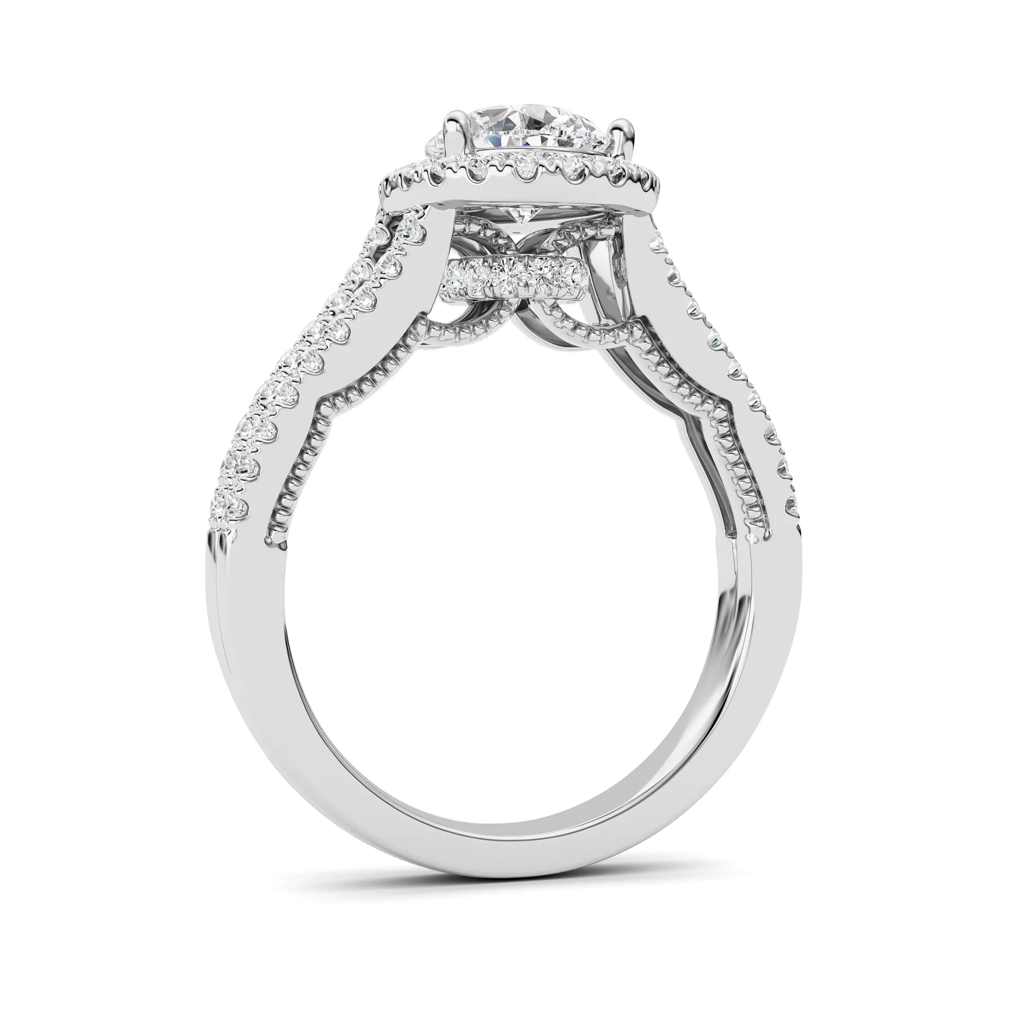 Noche Intacta lab grown diamond ring, detail of the pear diamond