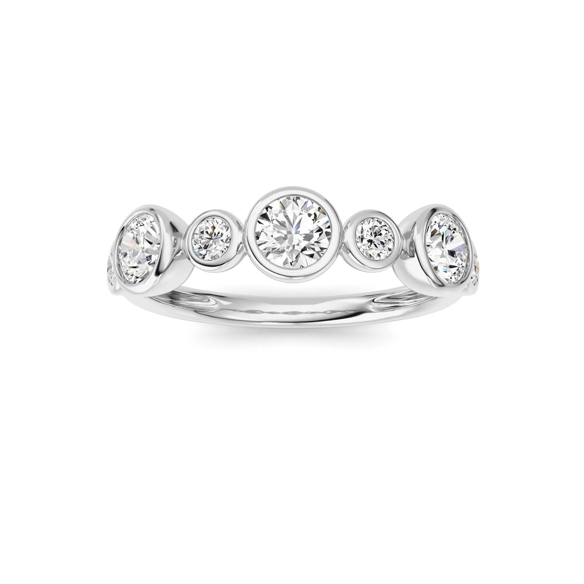 Sueño Velado, 1 ct tw round lab grown diamond ring in 14K gold (front view)
