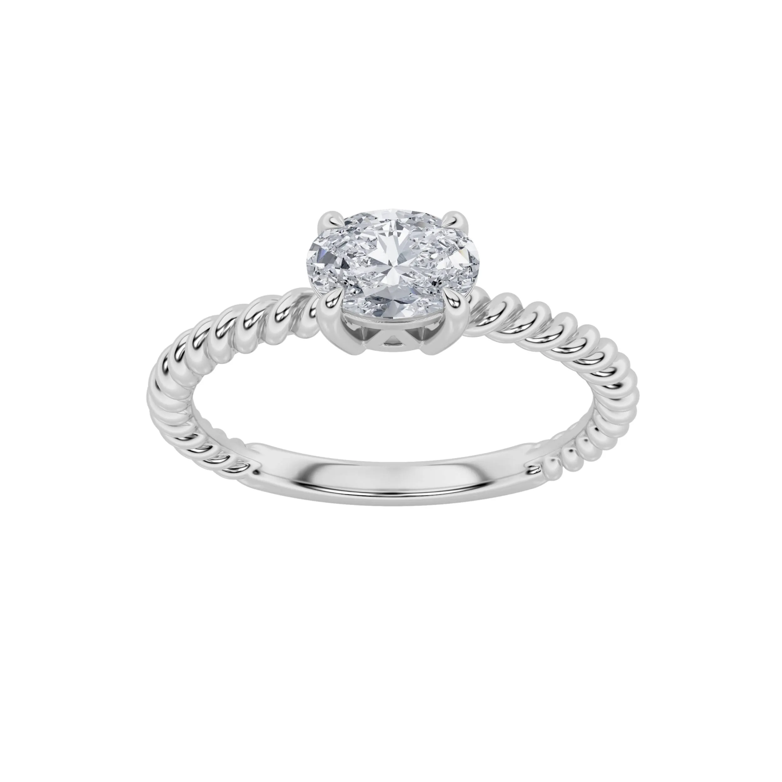 Ola Callada, 0.5 ct oval lab grown diamond ring in 14K gold (front view)