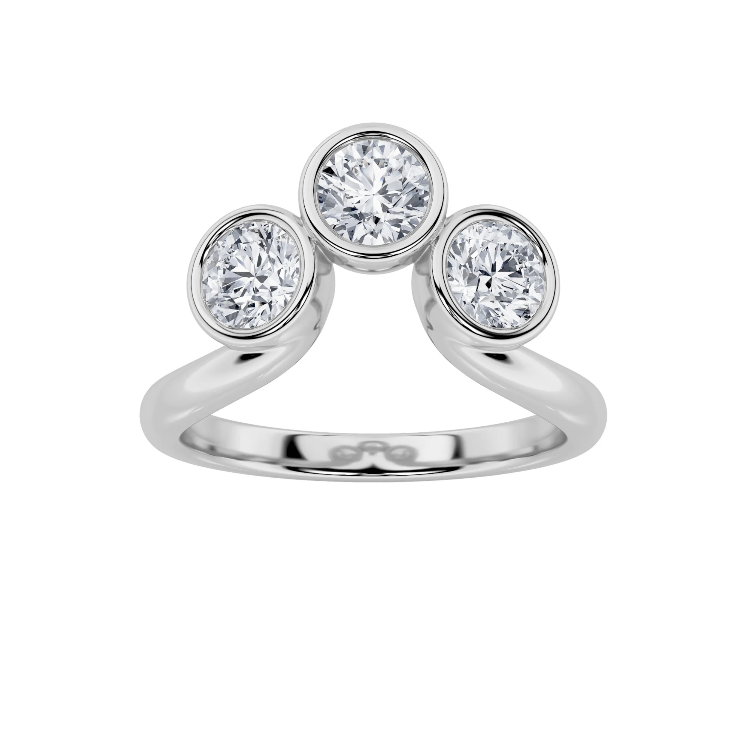 Lluvia de Gracia, 1 ct round lab grown diamond ring in 14K gold (front view)