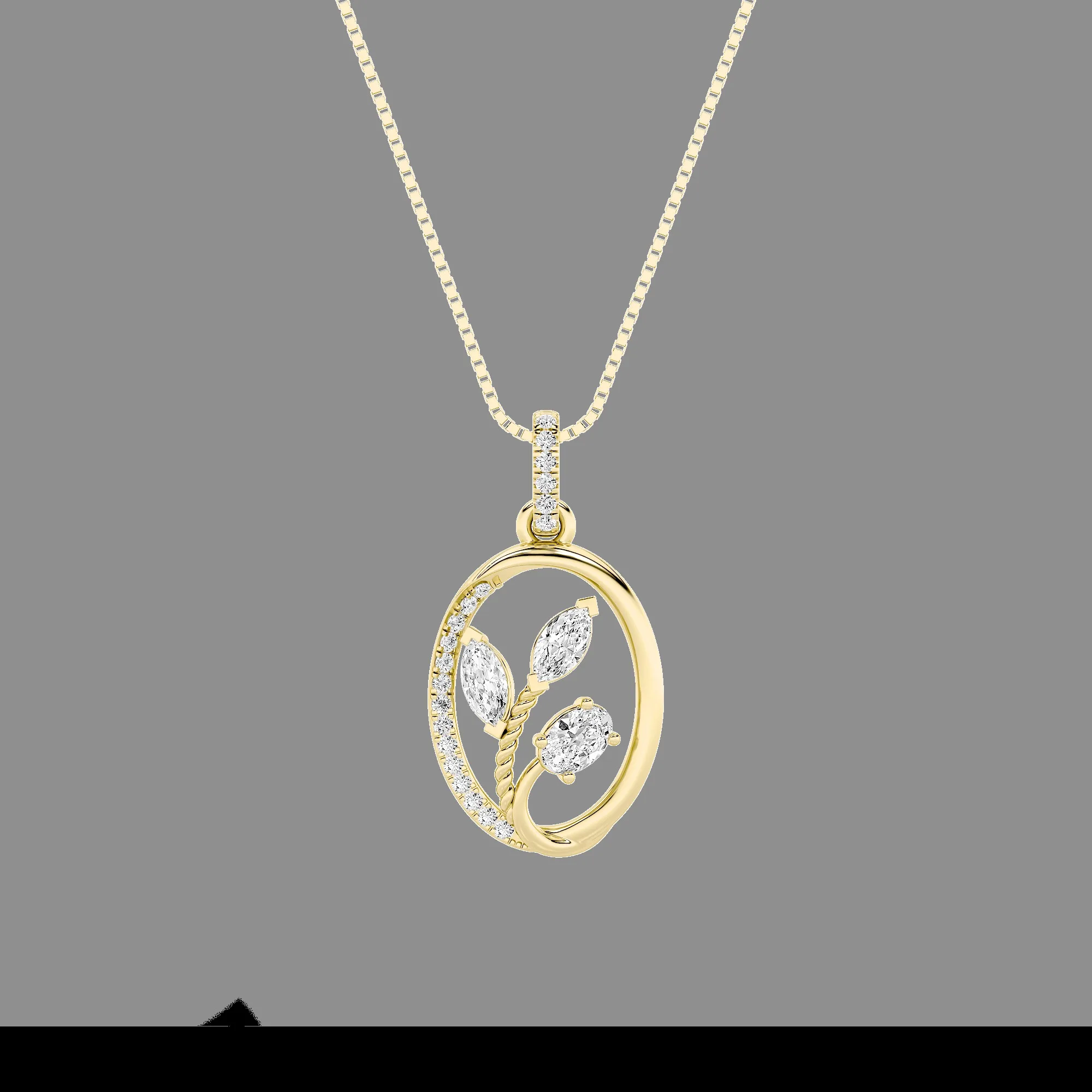 Resplandor Primero, 1 ct tw oval lab grown diamond necklace in 14K yellow gold (front view)