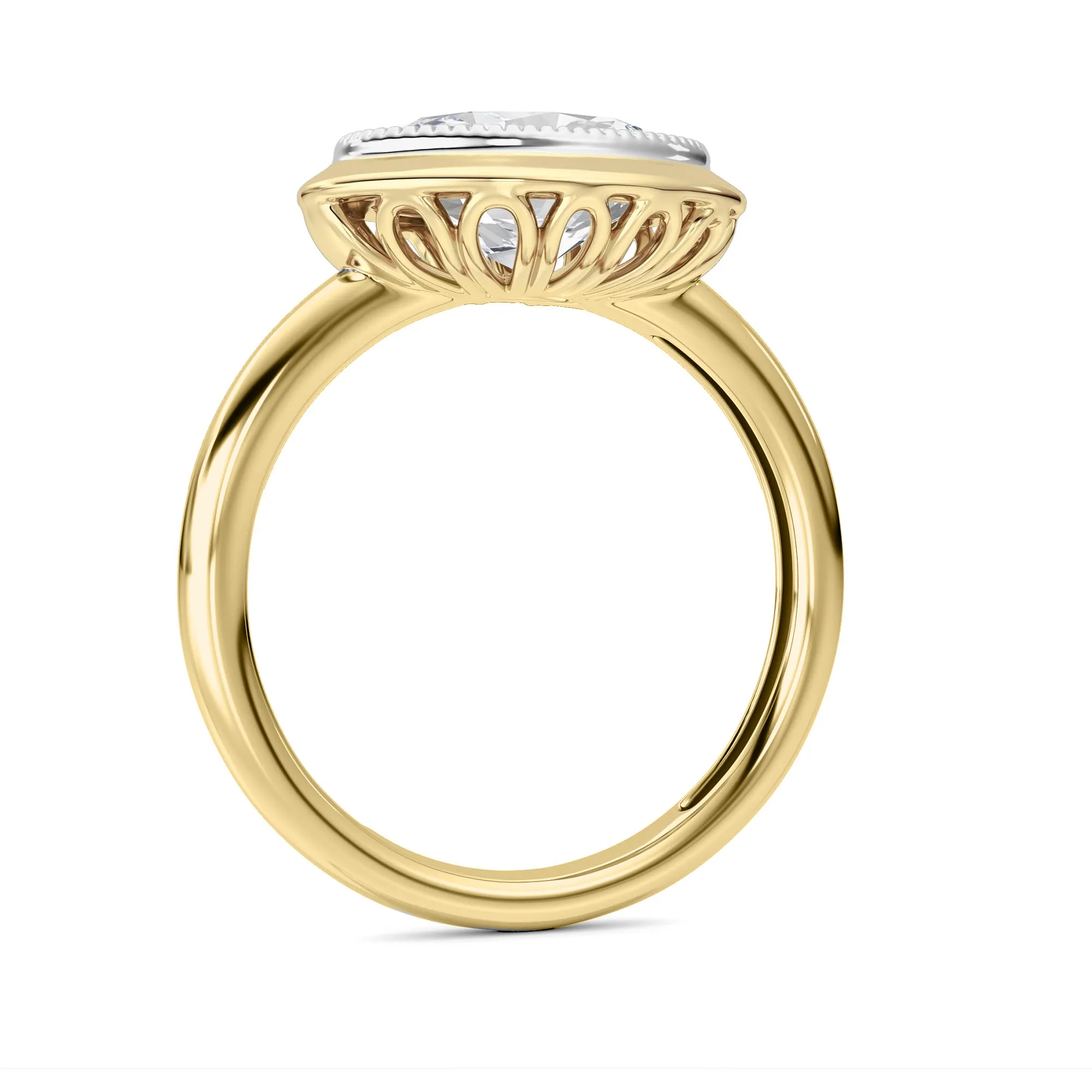 Vuelo de Silencio lab grown diamond ring, detail of the oval diamond