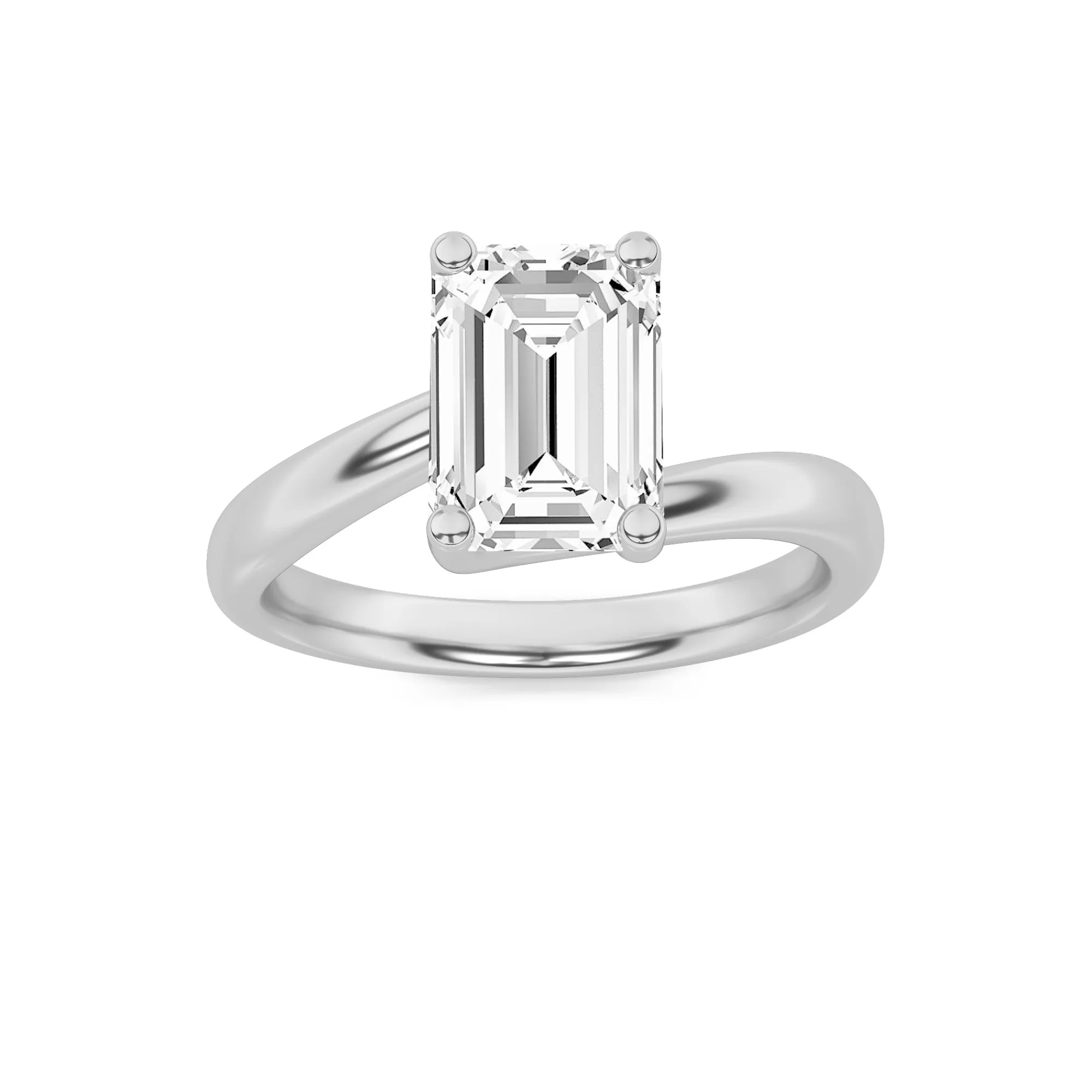 Huella de Seda, 2 ct emerald lab grown diamond ring in 14K gold (front view)
