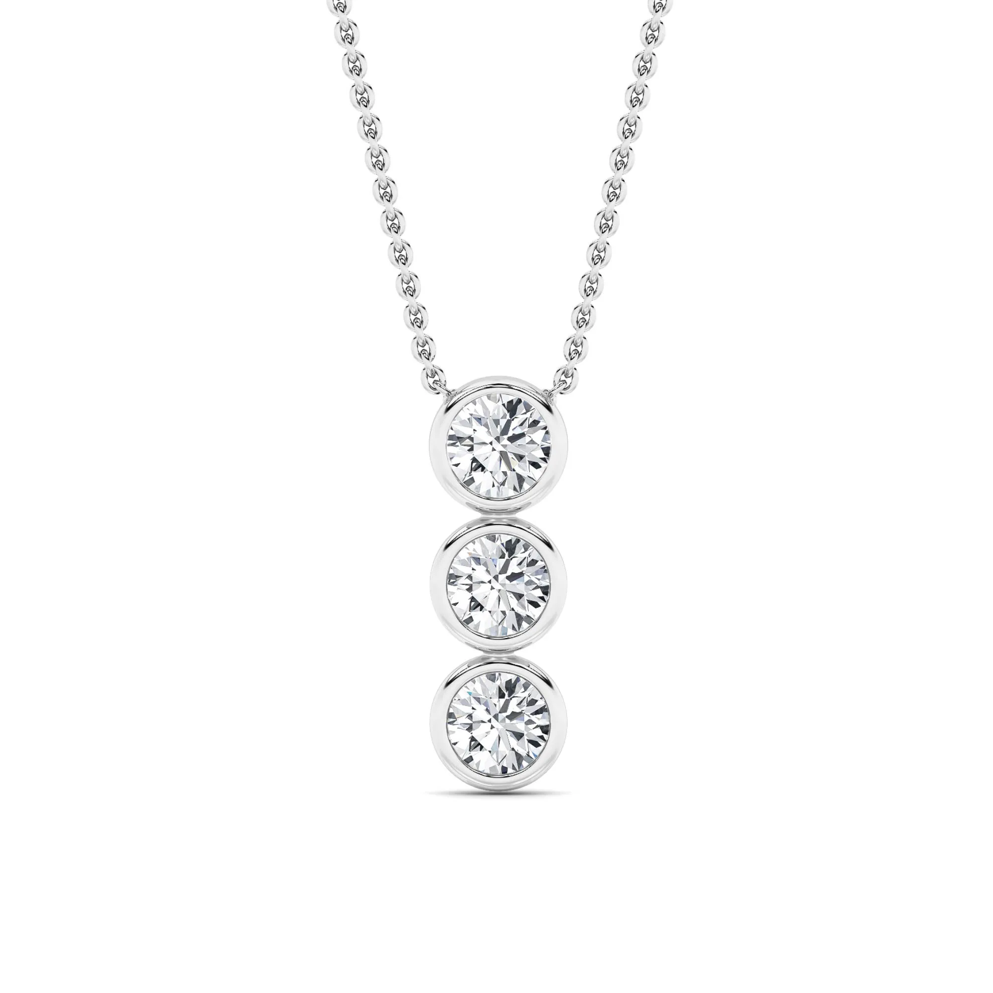 Nieve de Piedra, 1 ct round lab grown diamond necklace in 14K gold (front view)