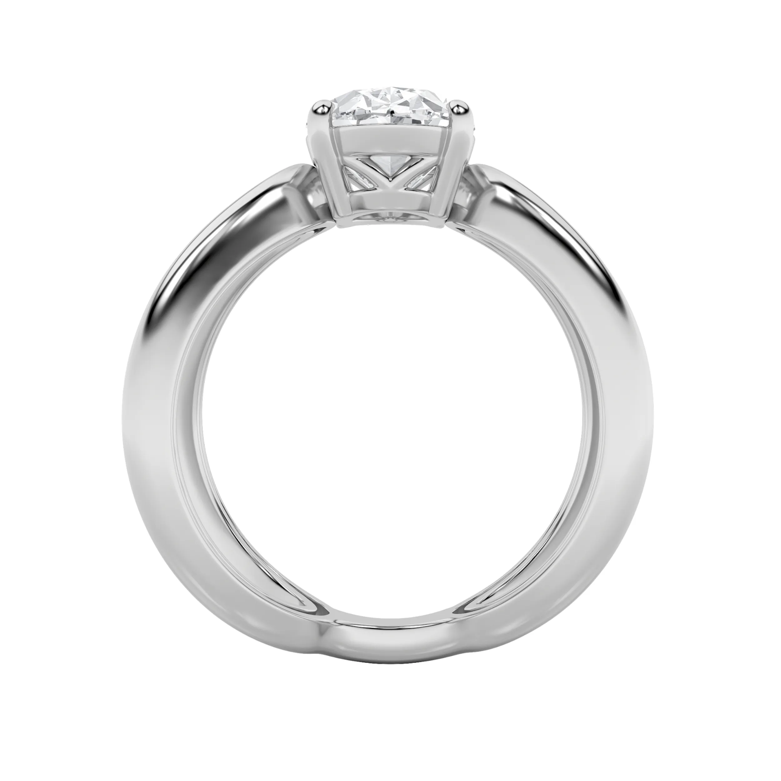 Aurora Clara lab grown diamond ring, detail of the oval diamond