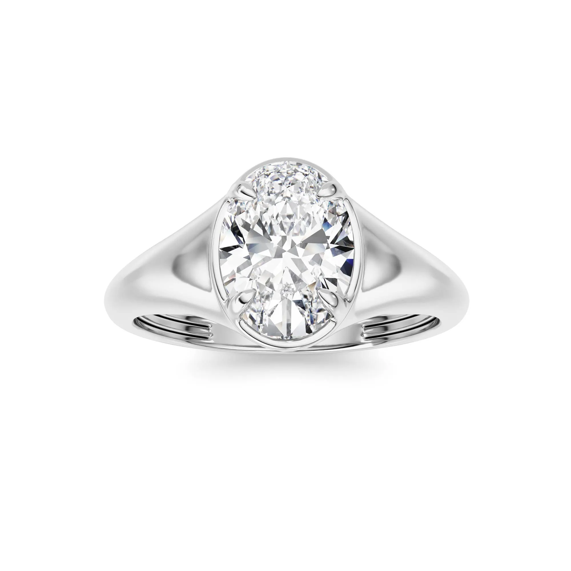 Lucero Nocturno, 1 ct oval lab grown diamond ring in 14K gold (front view)