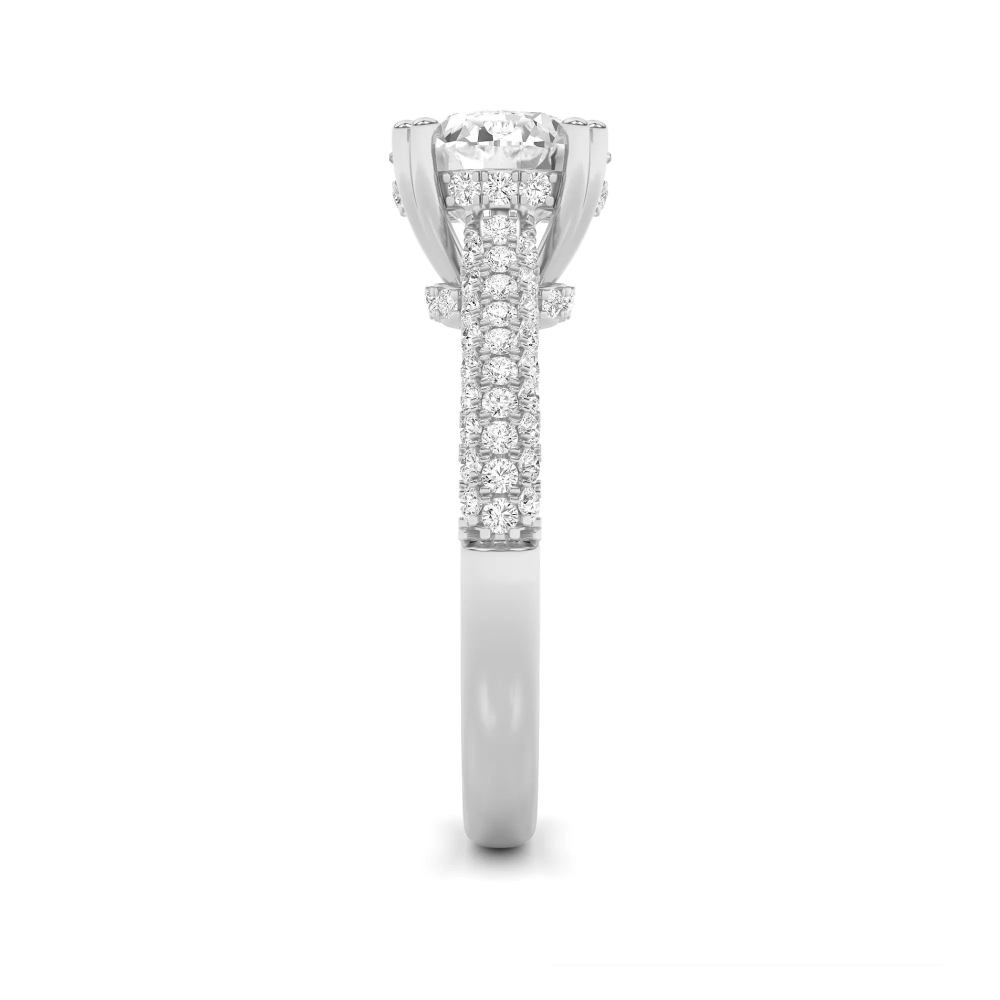 Orilla de Bruma lab grown diamond ring, detail of the round diamond