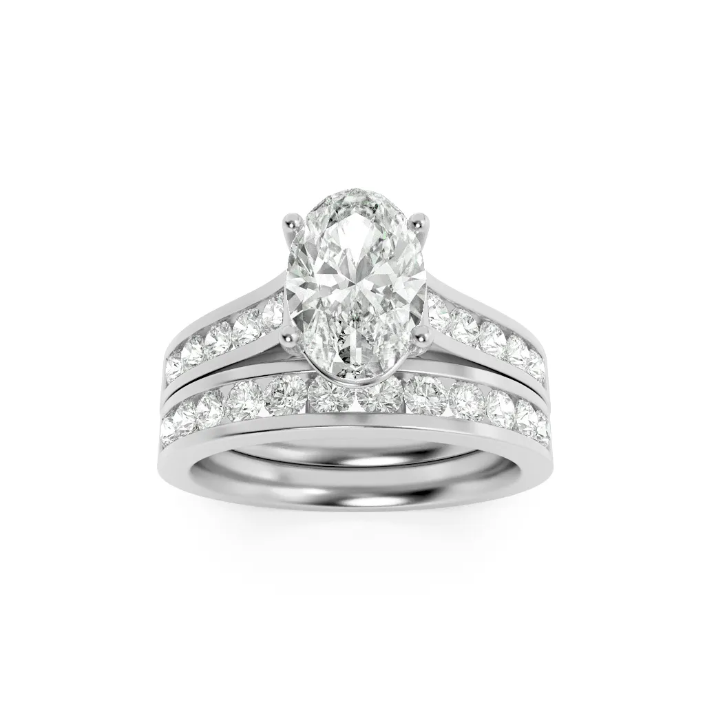 Marea de Miel, 2 ct tw oval lab grown diamond ring in 14K rose gold (front view)