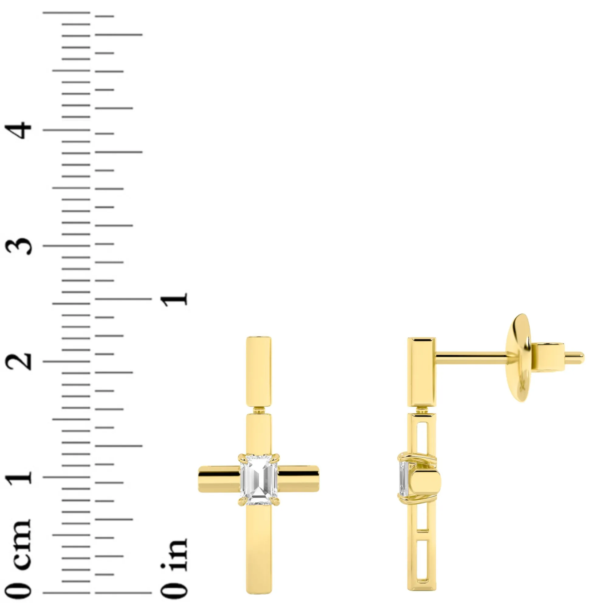 Nieve del Oro lab grown diamond earrings, detail of the emerald diamond