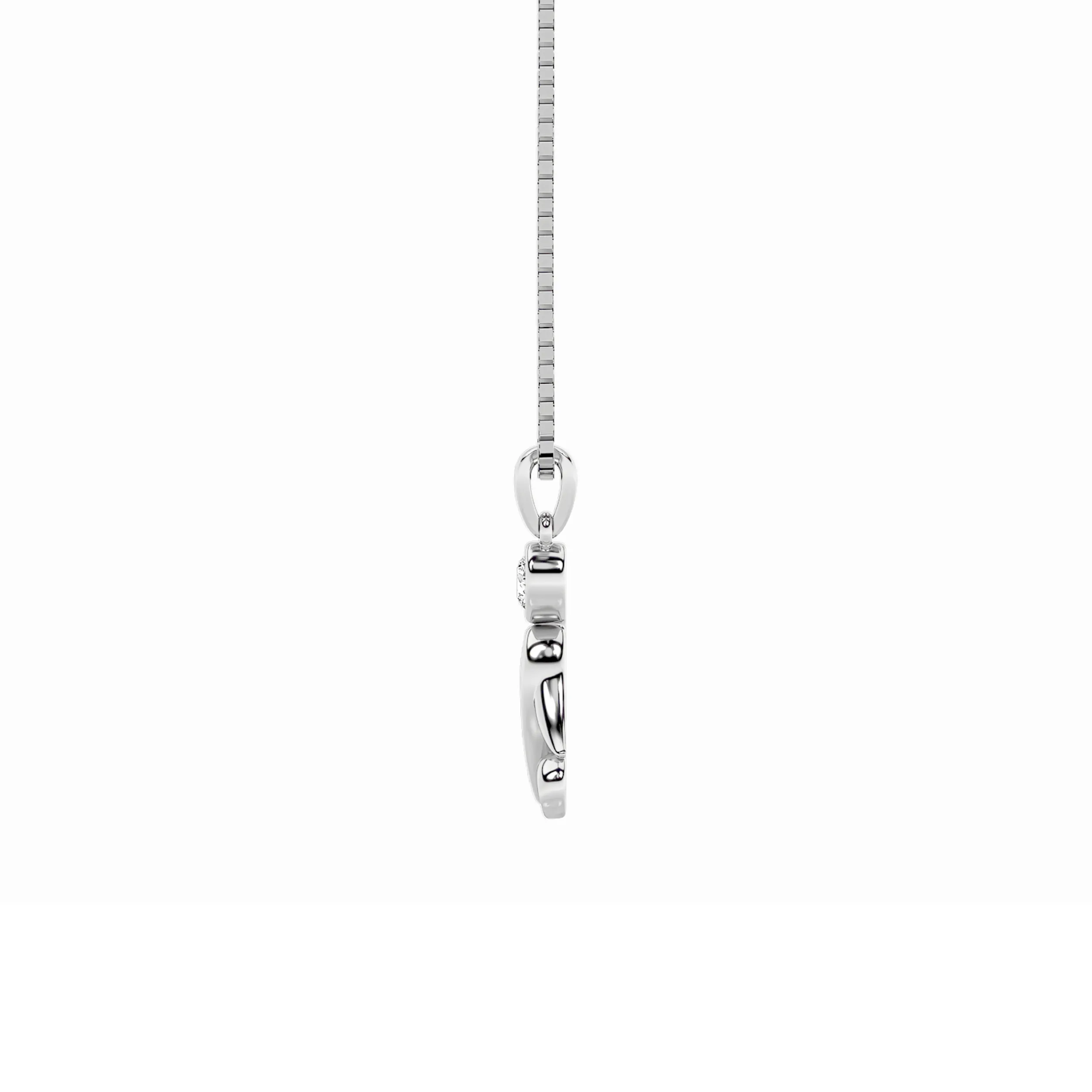 Aurora del Viento lab grown diamond necklace, detail of the round diamond