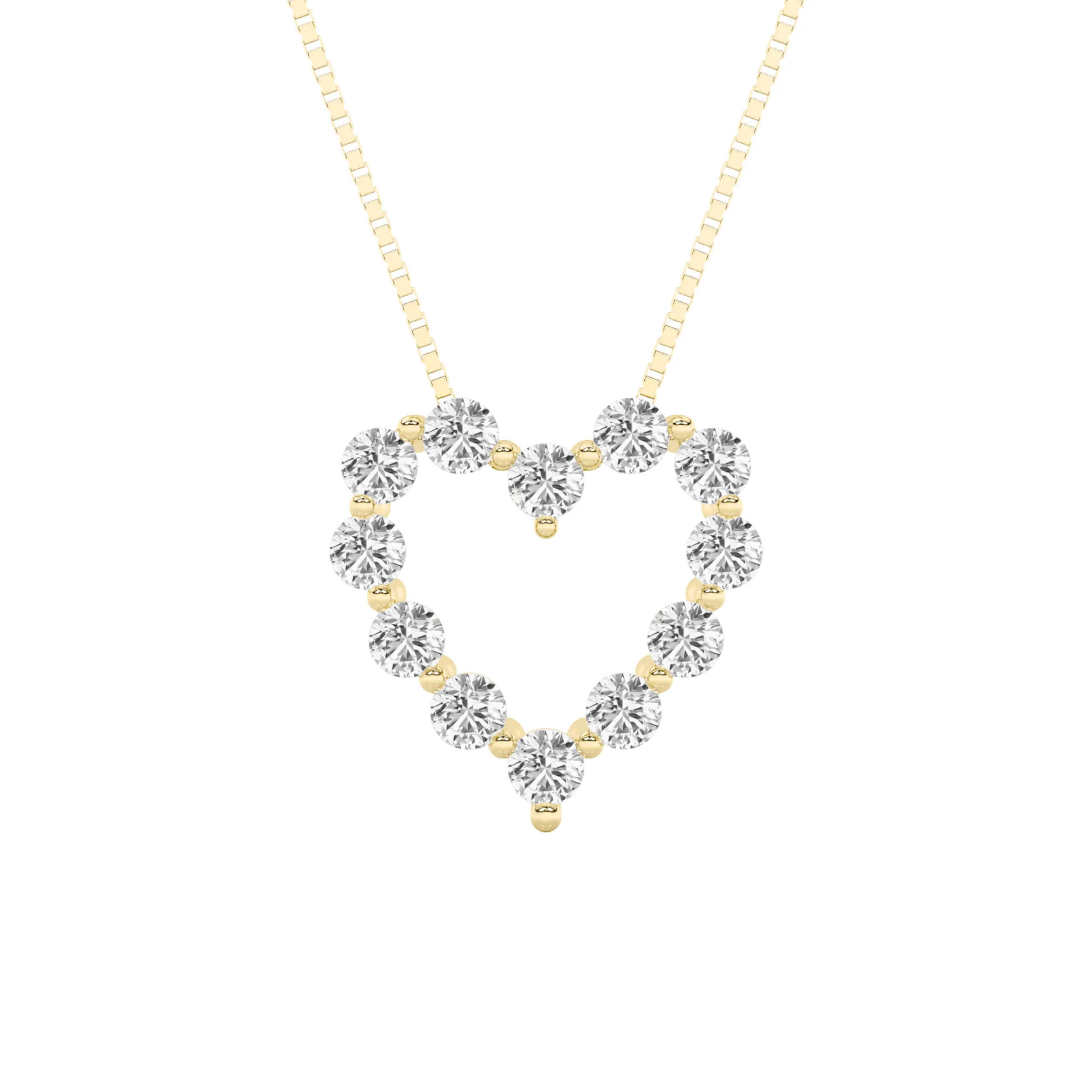 Retrato de Alba, 2 ct tw round lab grown diamond necklace in 14K gold (front view)