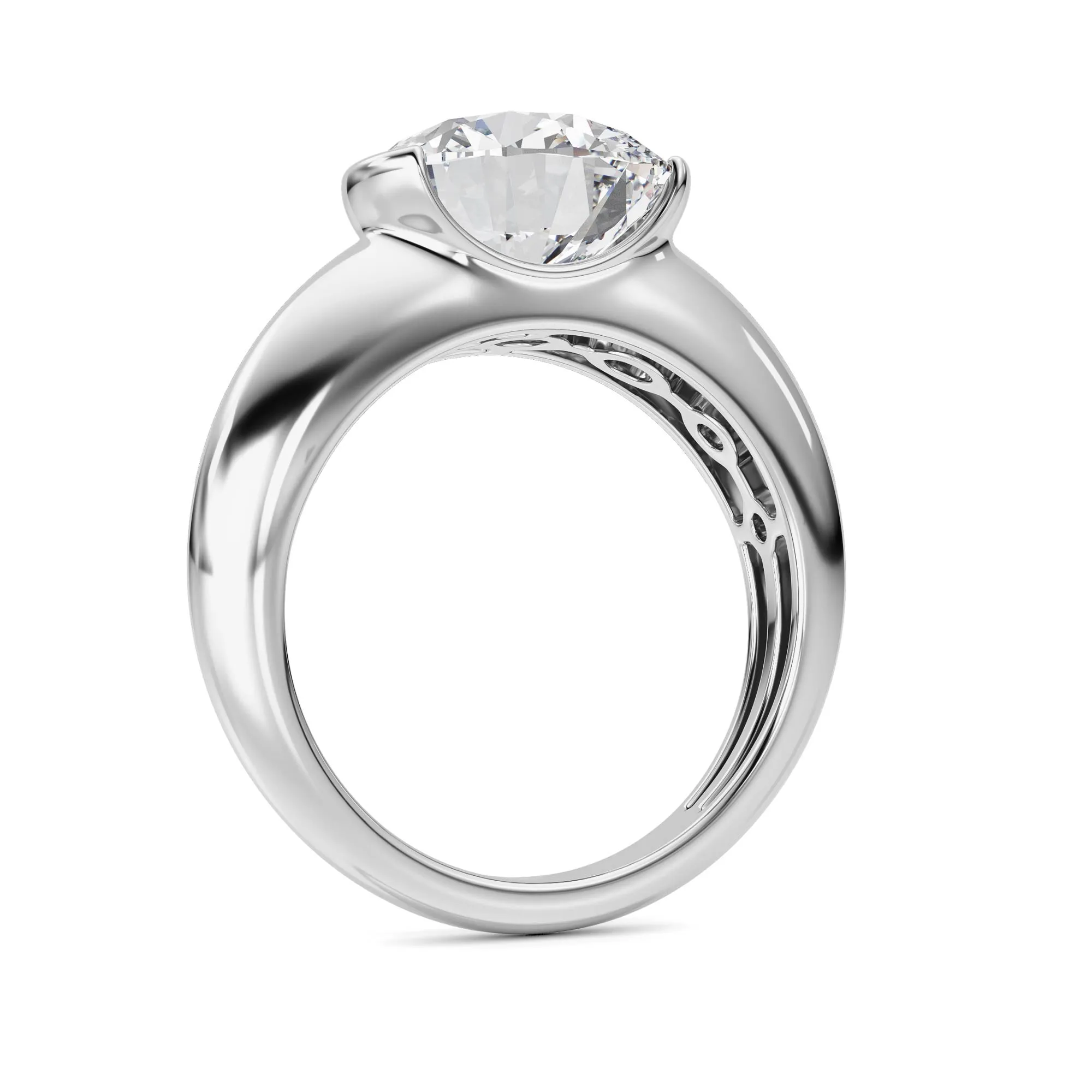 Instante Puro lab grown diamond ring, detail of the round diamond