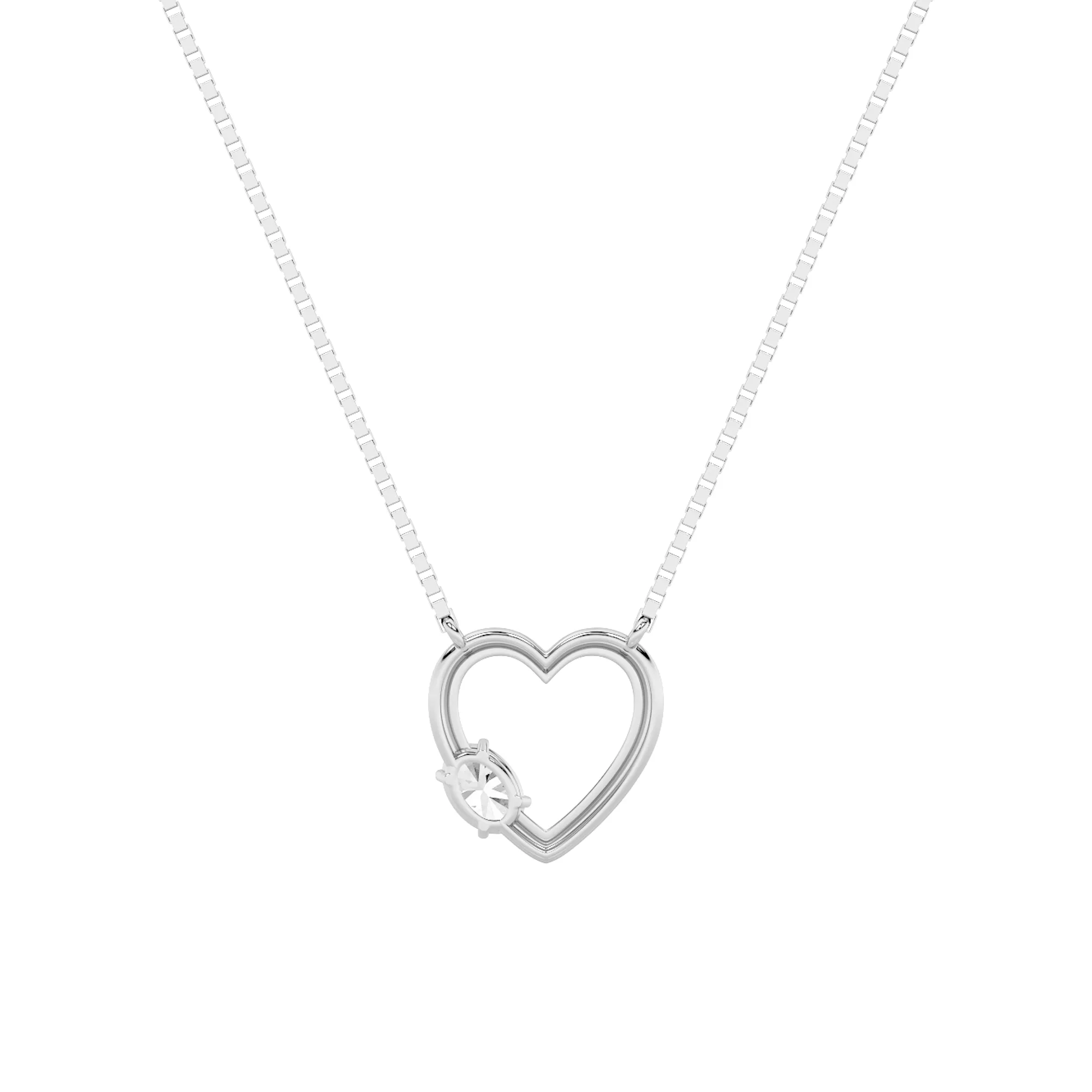 Promesa de Estrella lab grown diamond necklace, detail of the oval diamond