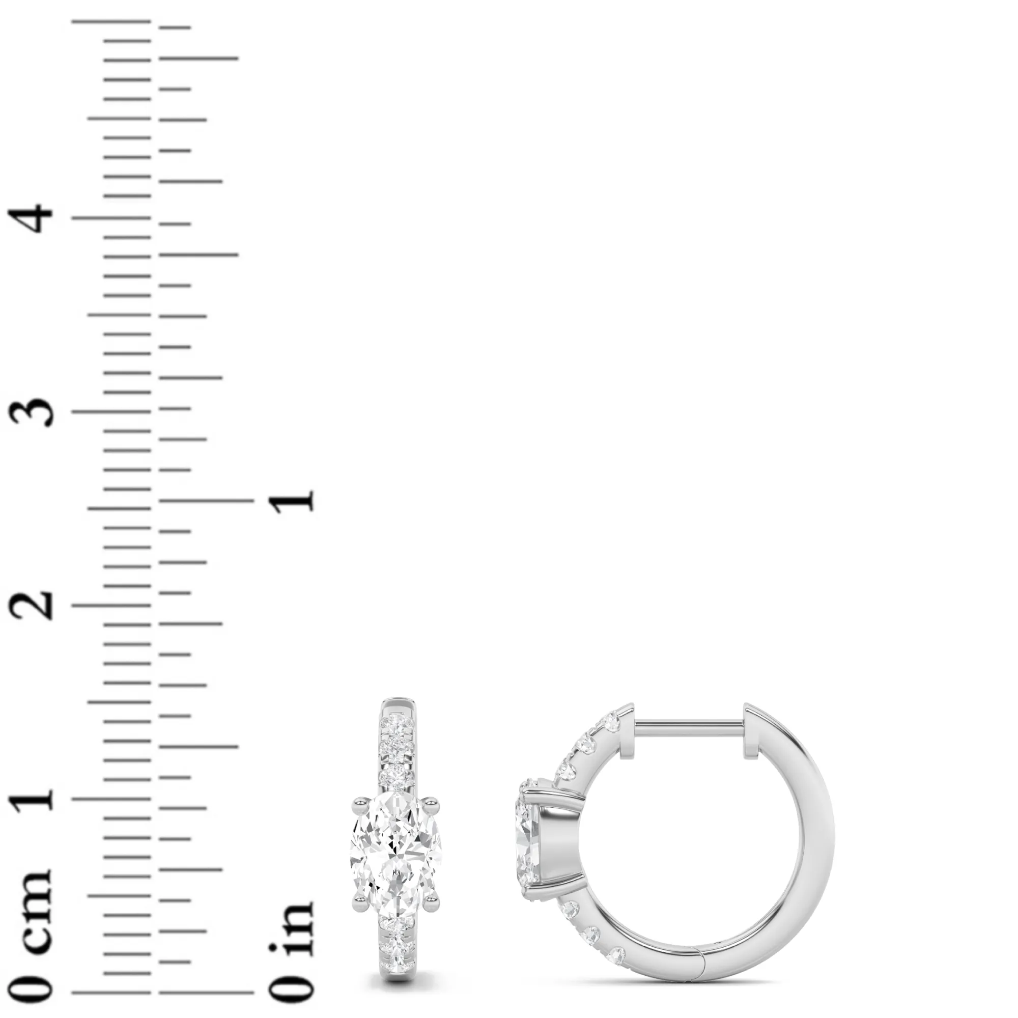Chispa de Luz lab grown diamond earrings, detail of the oval diamond