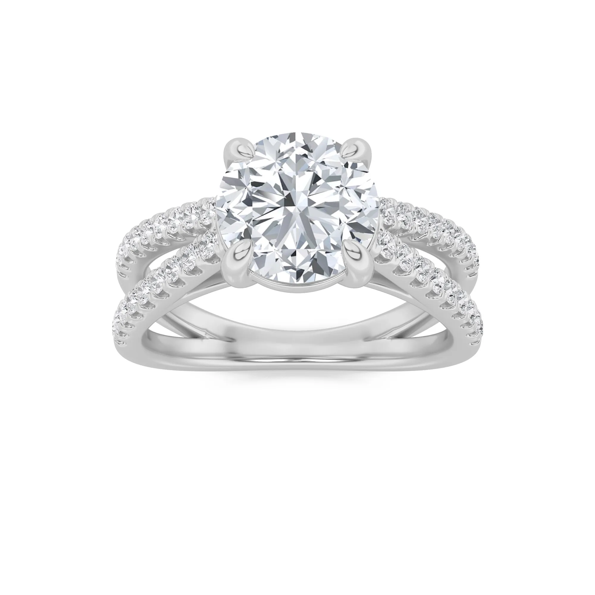 Brisa de Estrella, 2 ct tw round lab grown diamond ring in 14K gold (front view)