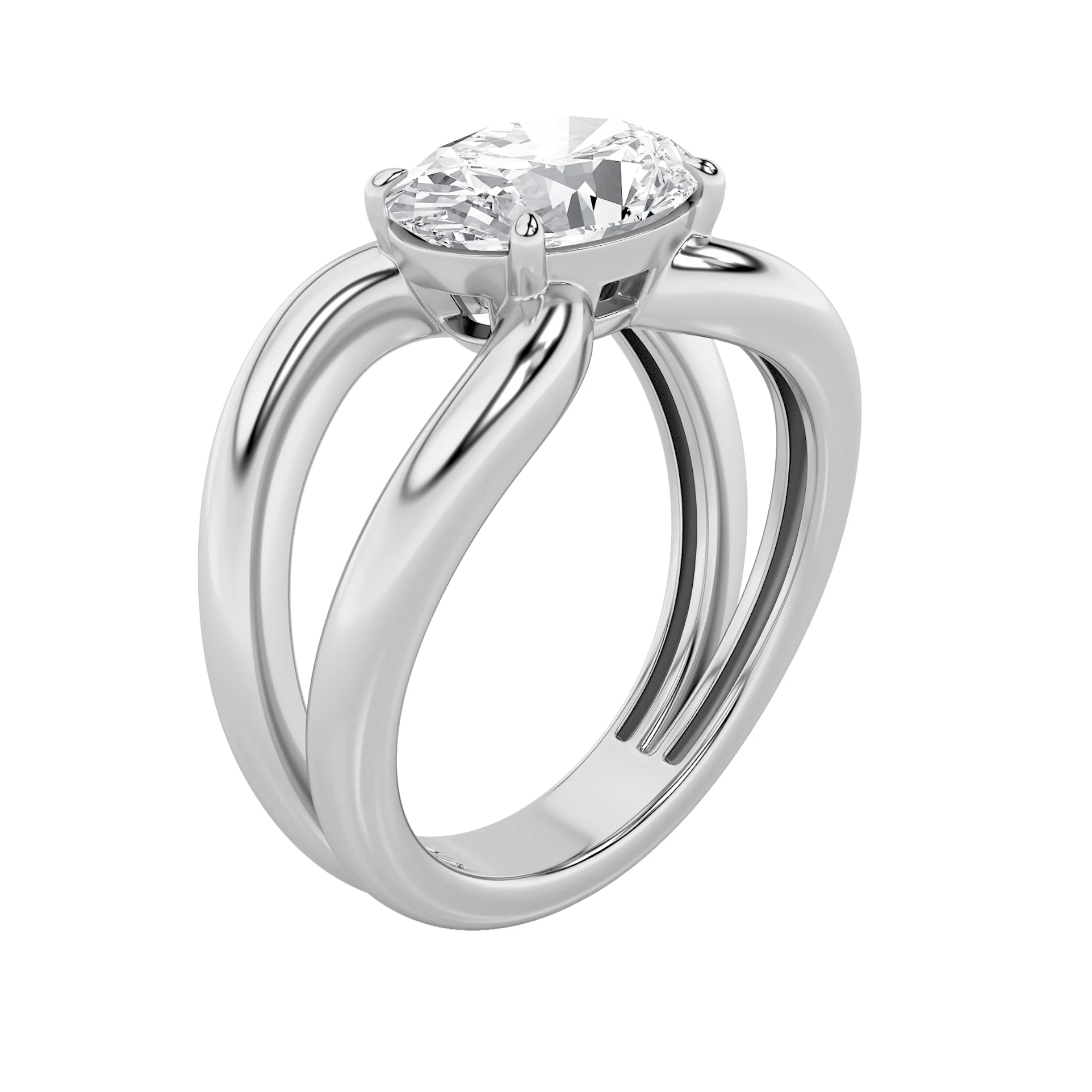 Rosa del Destino lab grown diamond ring, side profile