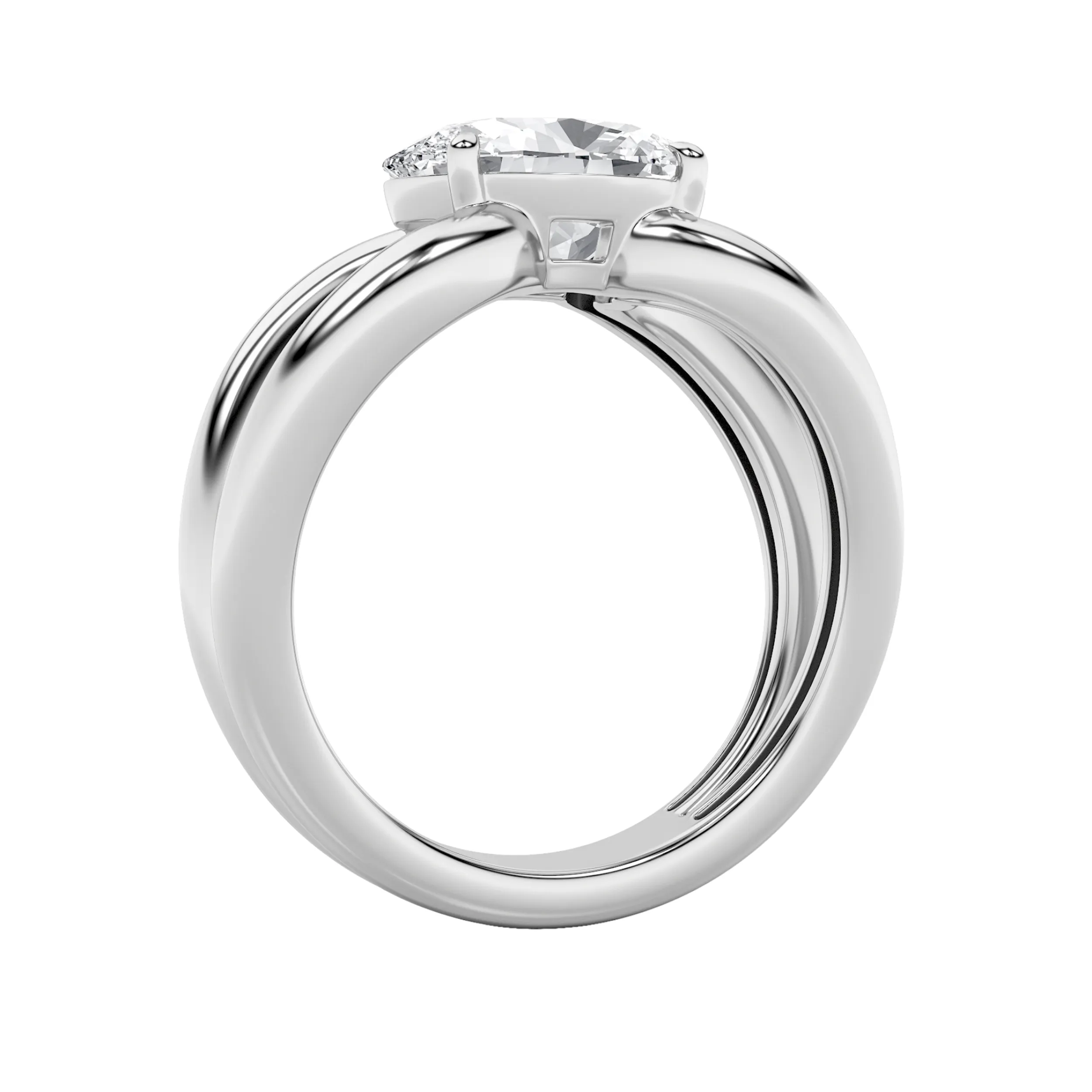 Rosa del Destino lab grown diamond ring, detail of the oval diamond