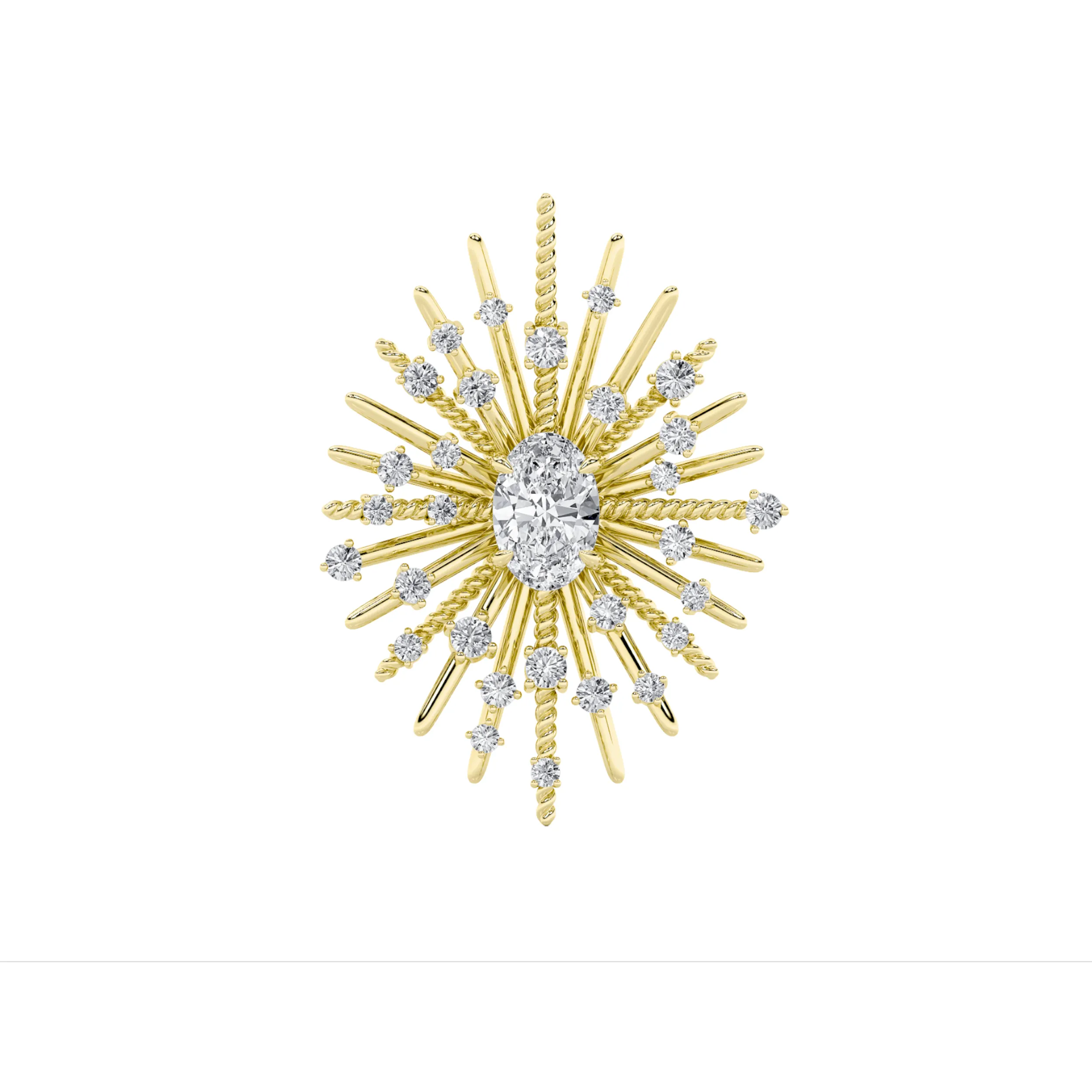 Quimera del Alba, 2.5 ct tw oval lab grown diamond necklace in 14K yellow gold (front view)