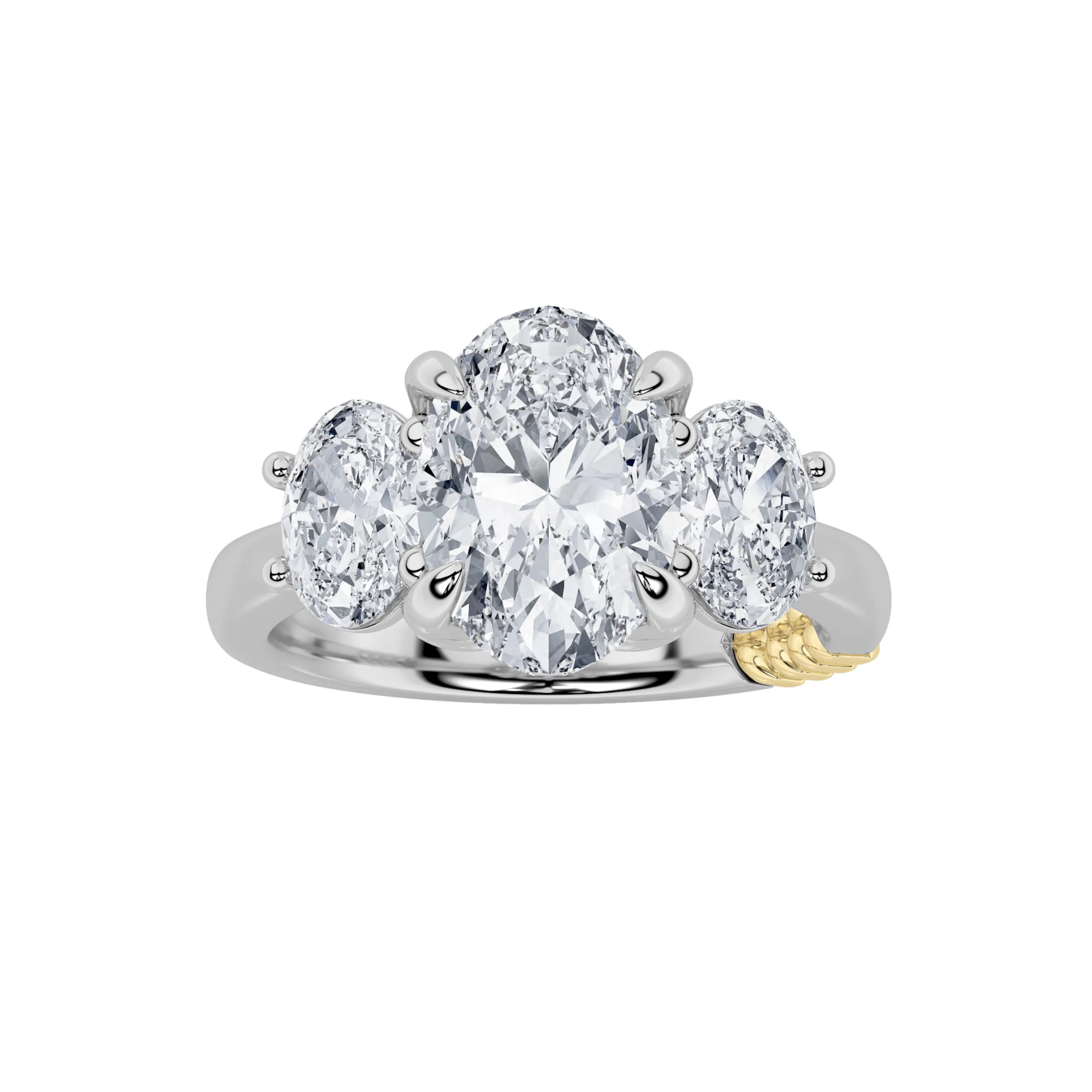 Flor Rara, 3 ct tw oval lab grown diamond ring in 14K gold (front view)