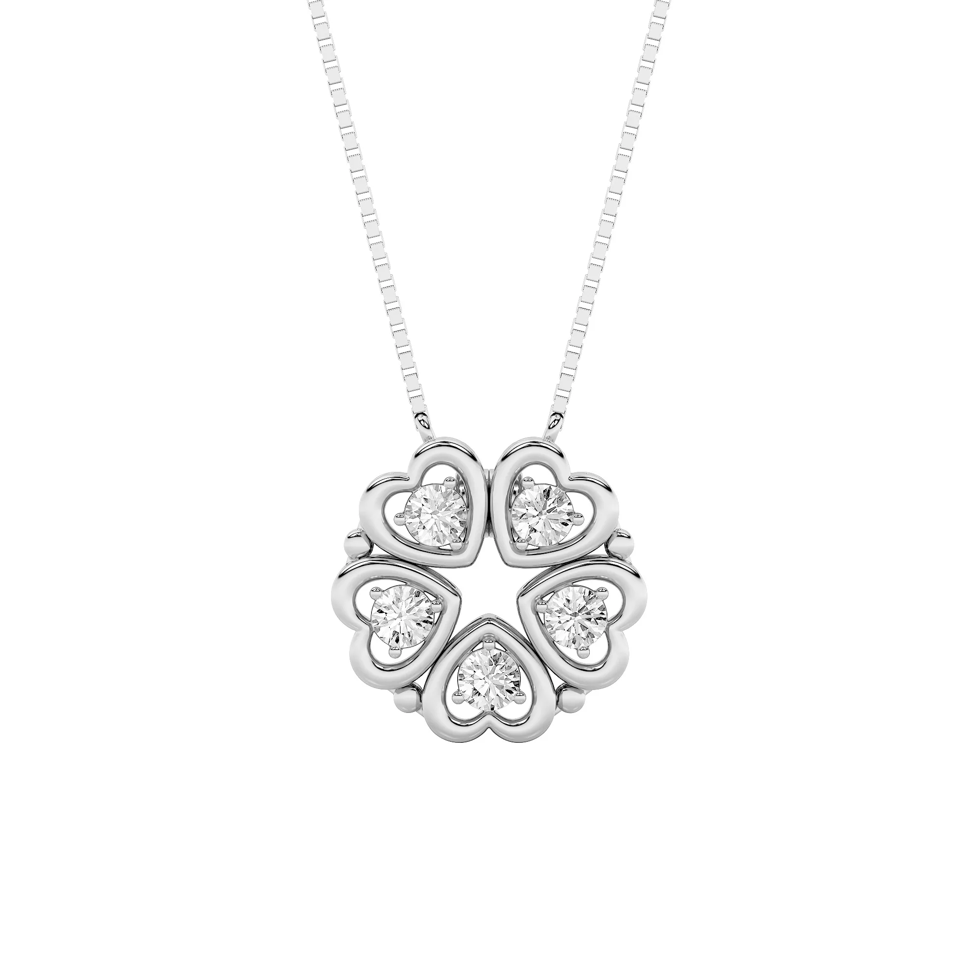 Susurro Alto, 1 ct round lab grown diamond necklace in 14K white gold (front view)