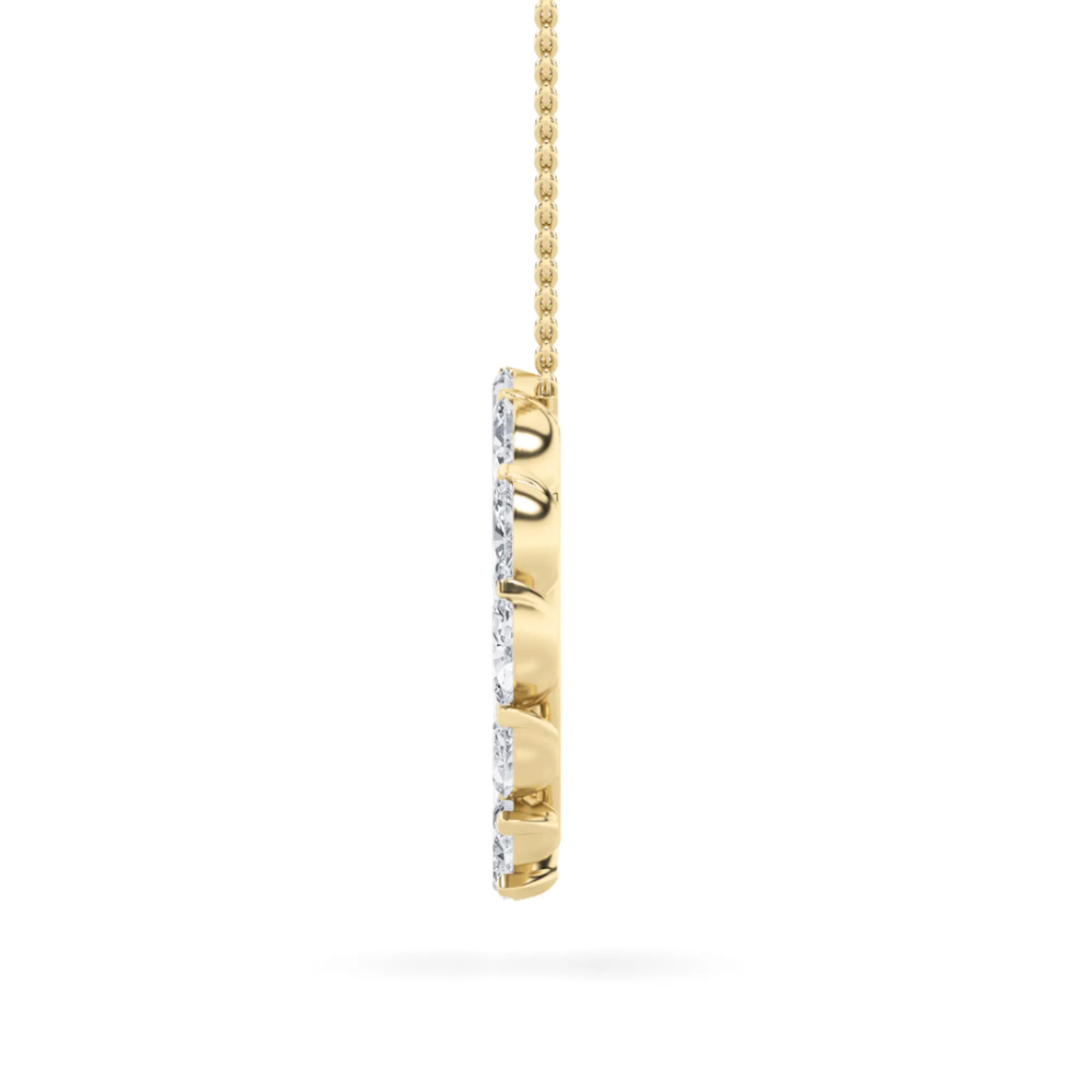 Refugio Velado lab grown diamond necklace, on-hand view