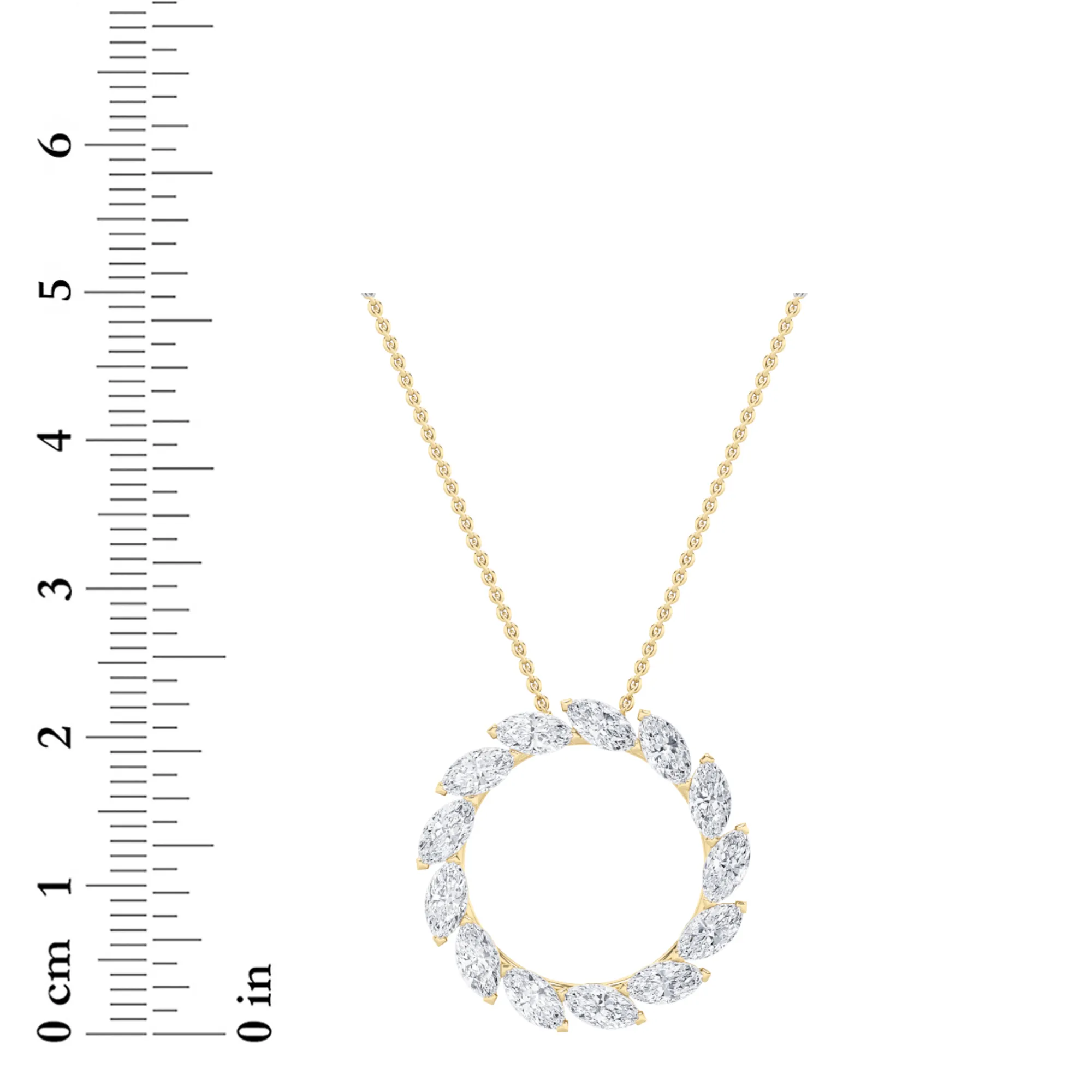Refugio Velado lab grown diamond necklace, detail of the marquise diamond