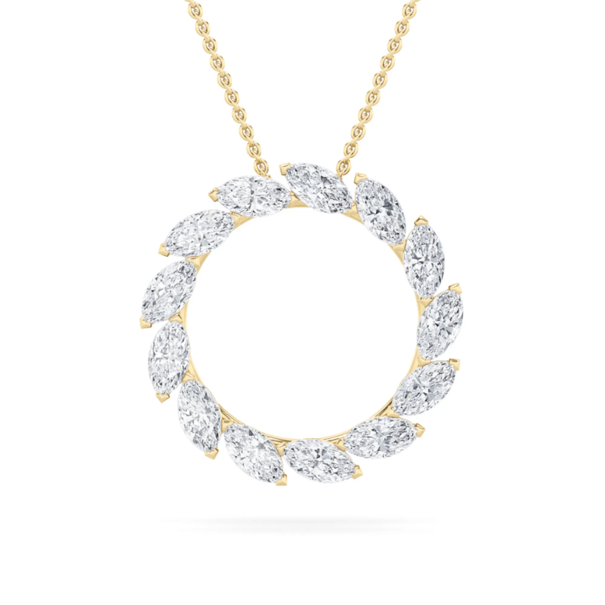 Refugio Velado, 2 ct tw marquise lab grown diamond necklace in 14K gold (front view)