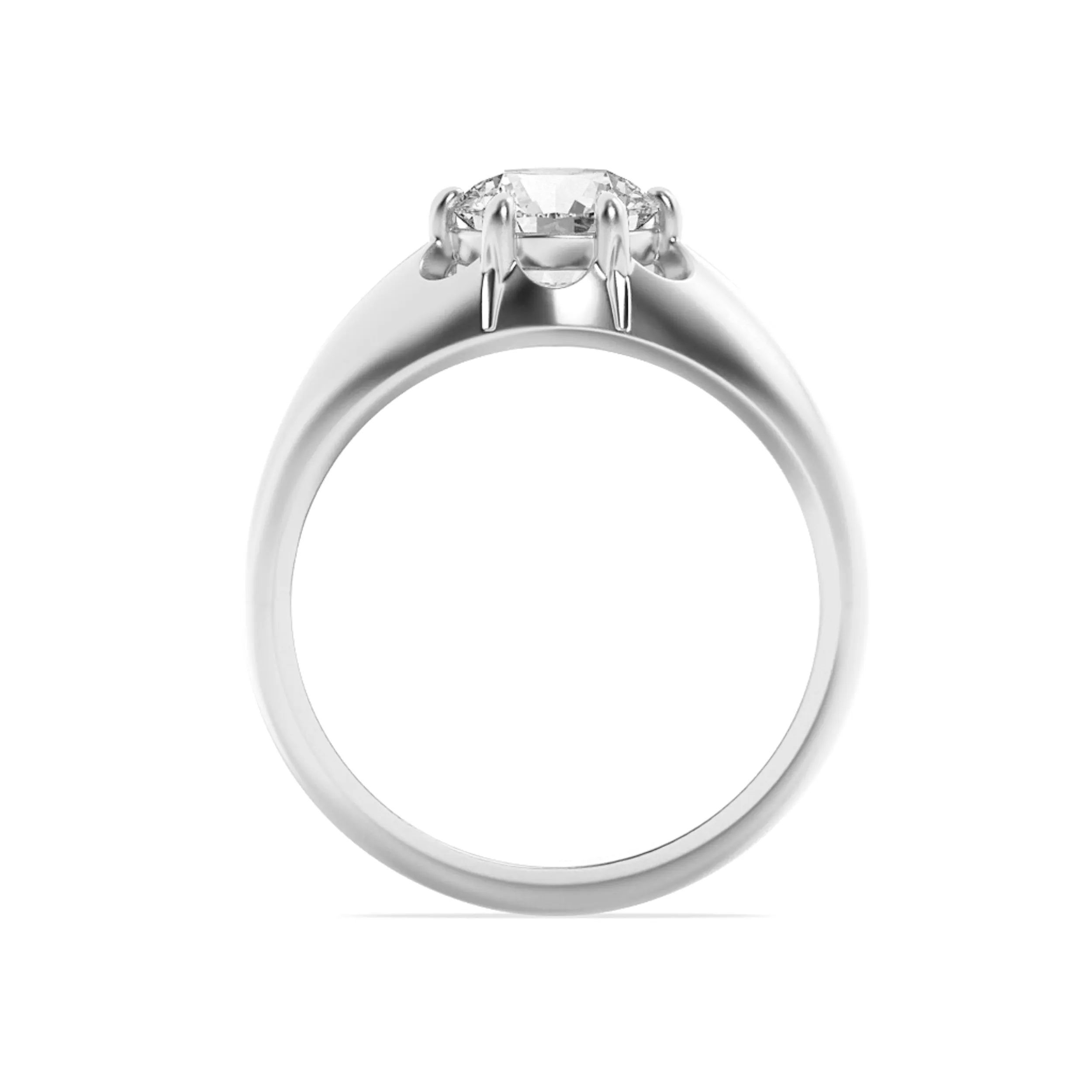 Contorno de Origen lab grown diamond men’s ring, detail of the round diamond