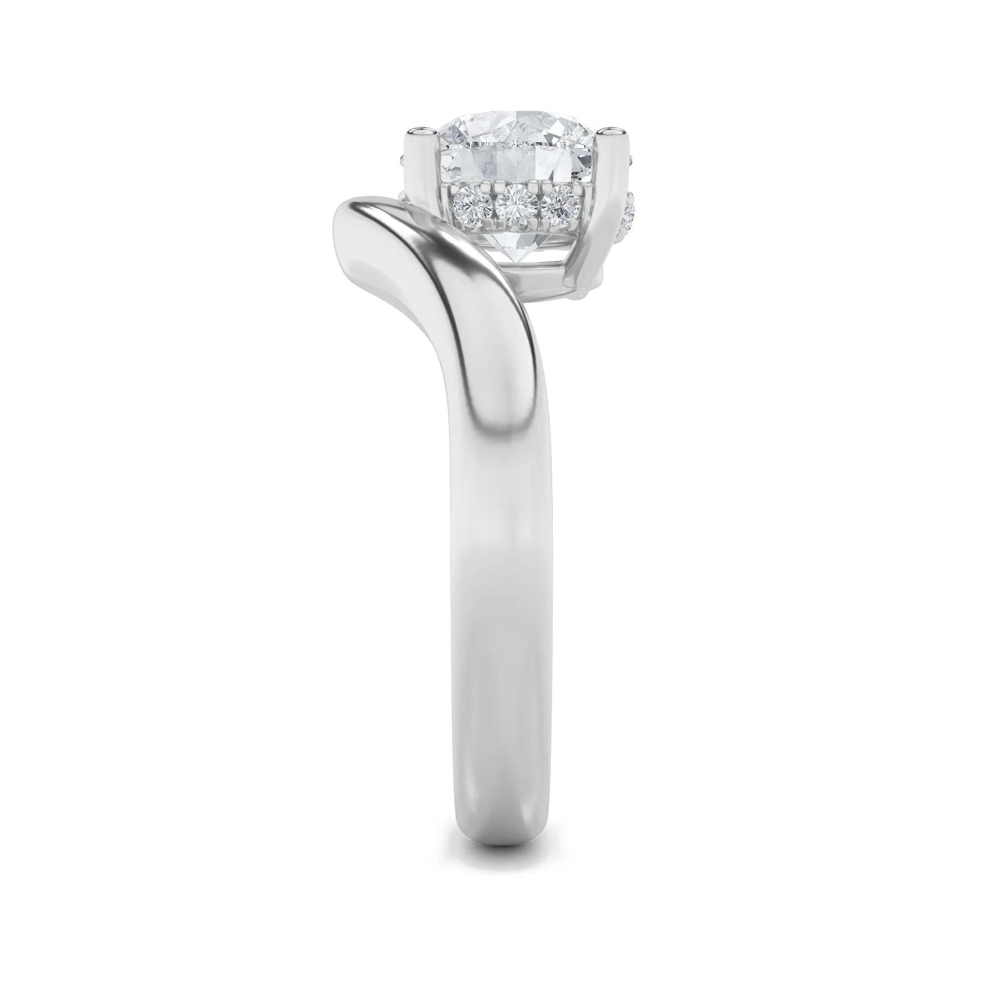 Certeza del Mar lab grown diamond ring, detail of the round diamond