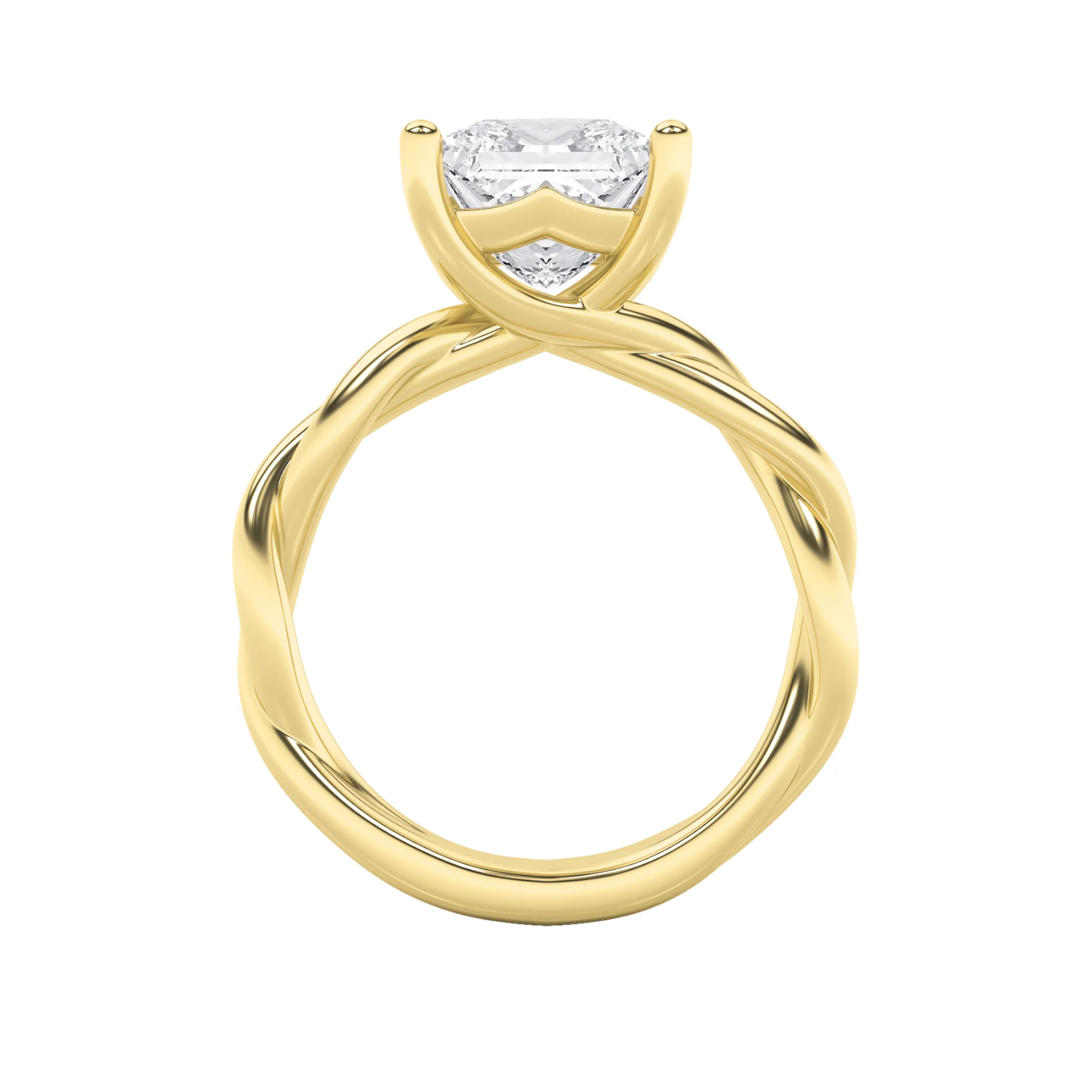 Perla de Gracia lab grown diamond ring, detail of the princess diamond