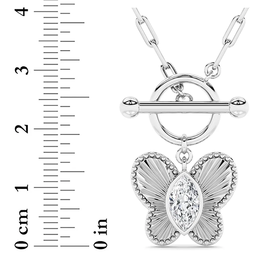 Estrella del Lucero lab grown diamond necklace, detail of the marquise diamond