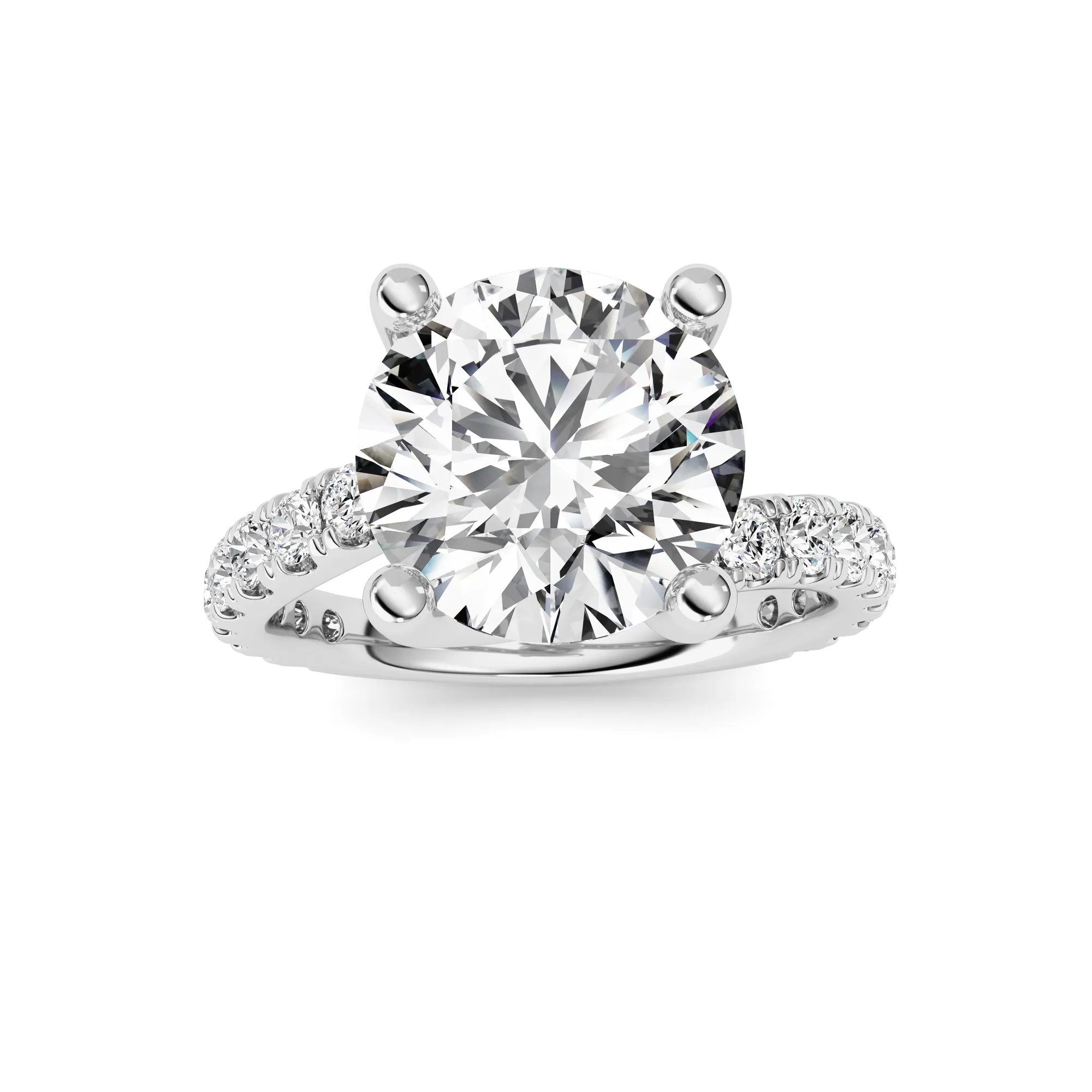 Espiga Primera, 3.75 ct tw round lab grown diamond ring in 14K gold (front view)