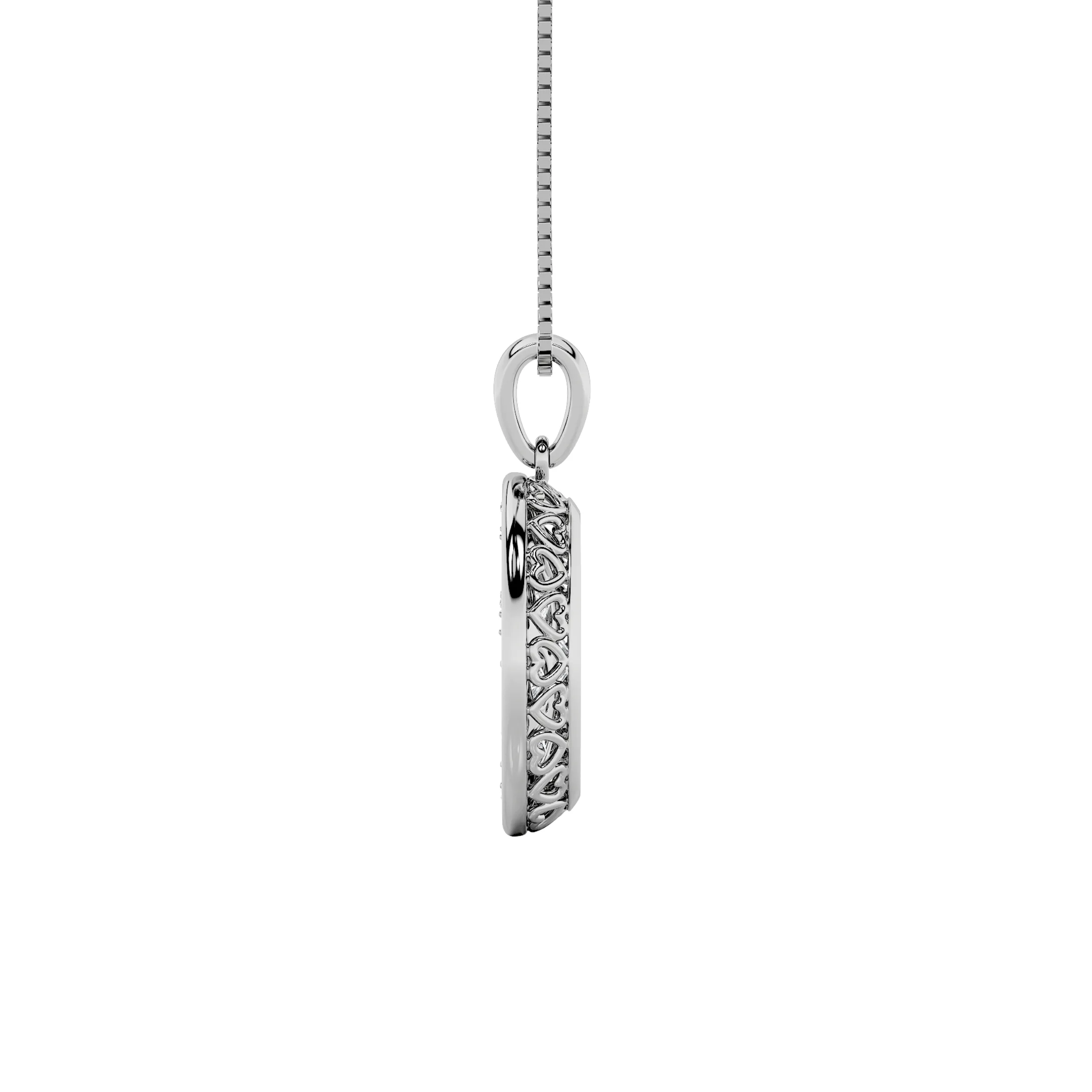 Sirena Velada lab grown diamond necklace, detail of the oval diamond